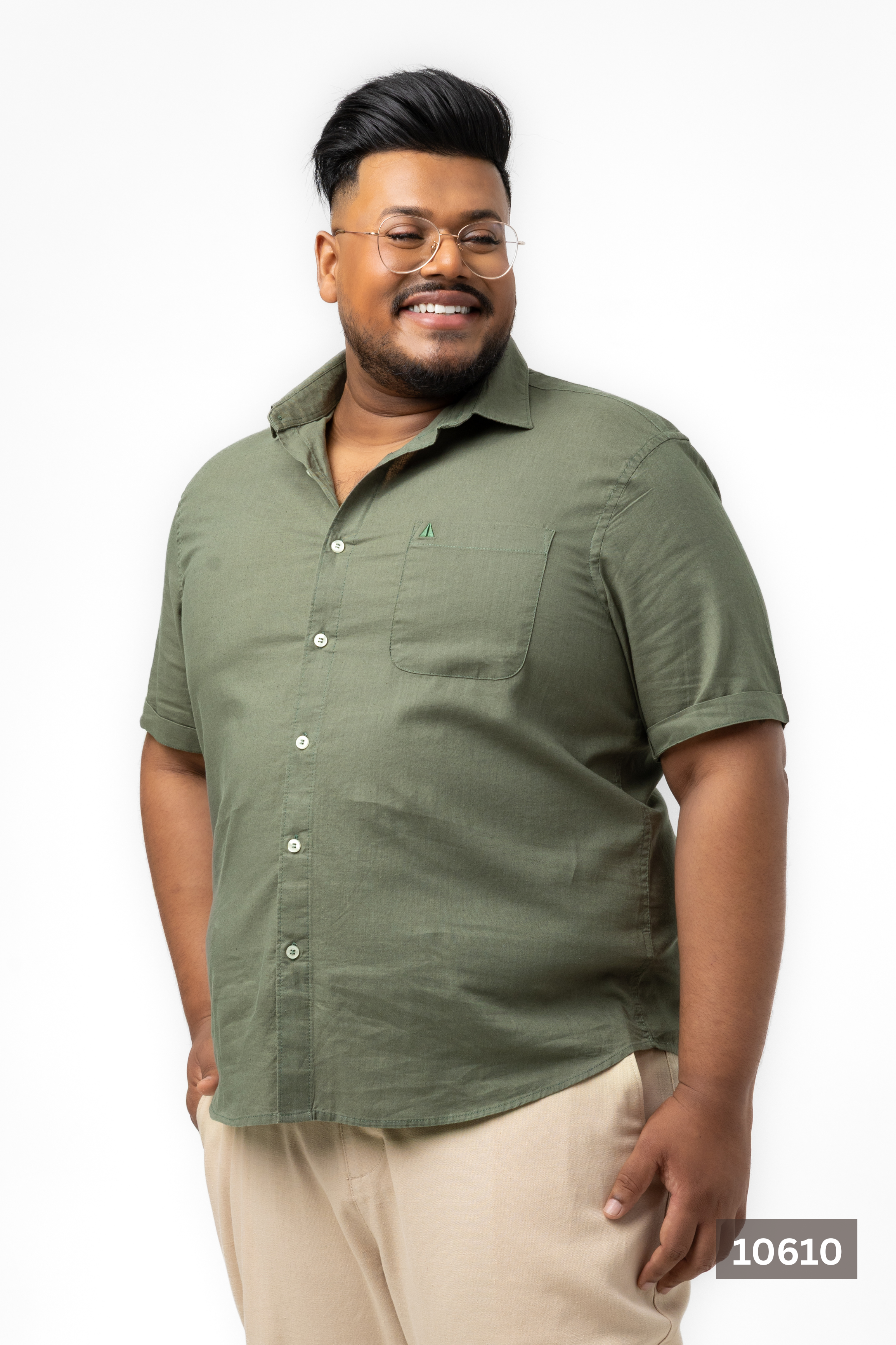 Plus Size Linen Cotton Shirt – Army Green | AnationZ