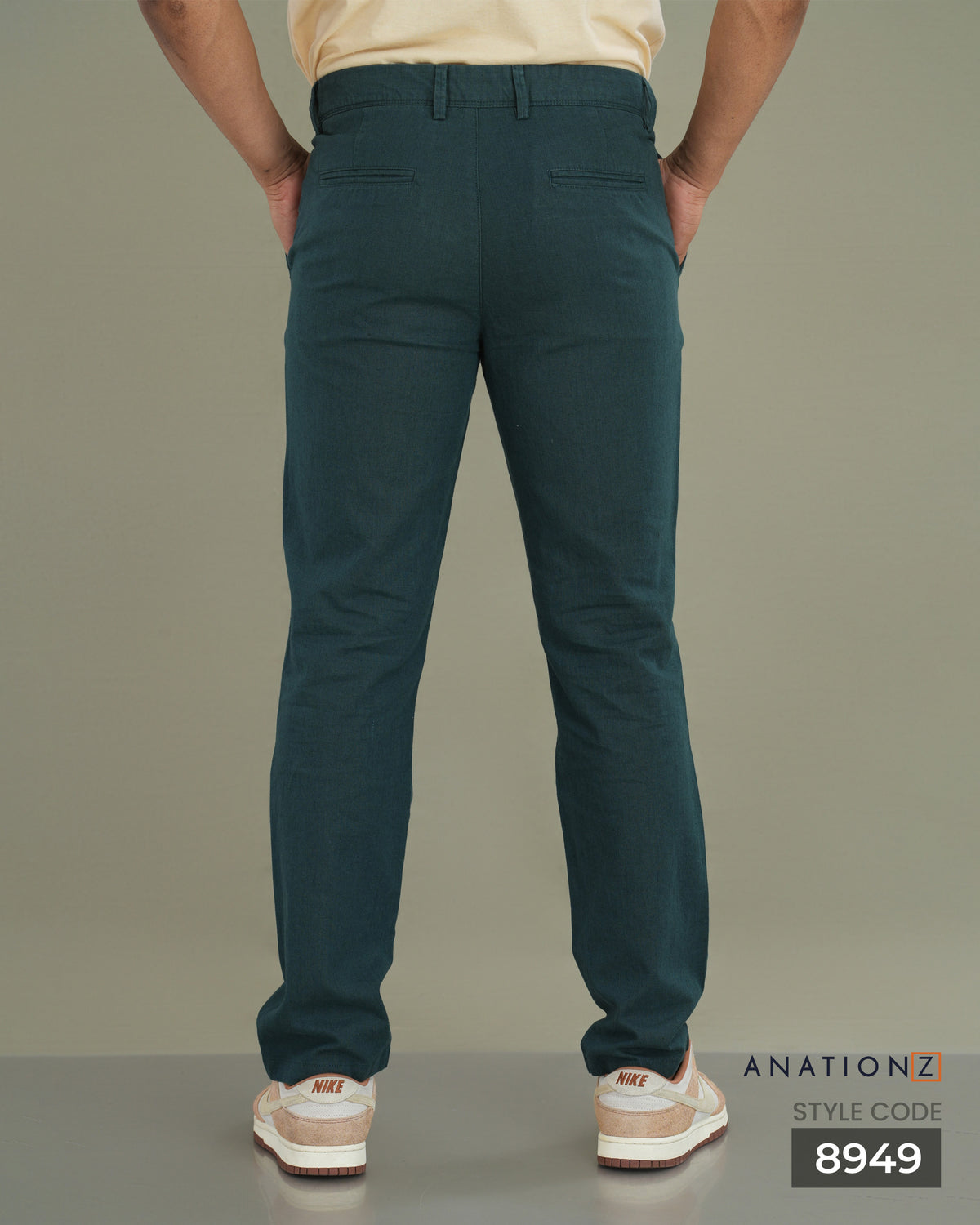 AnationZ Heritage Linen Slim Pant - Teal Current Sri Lanka