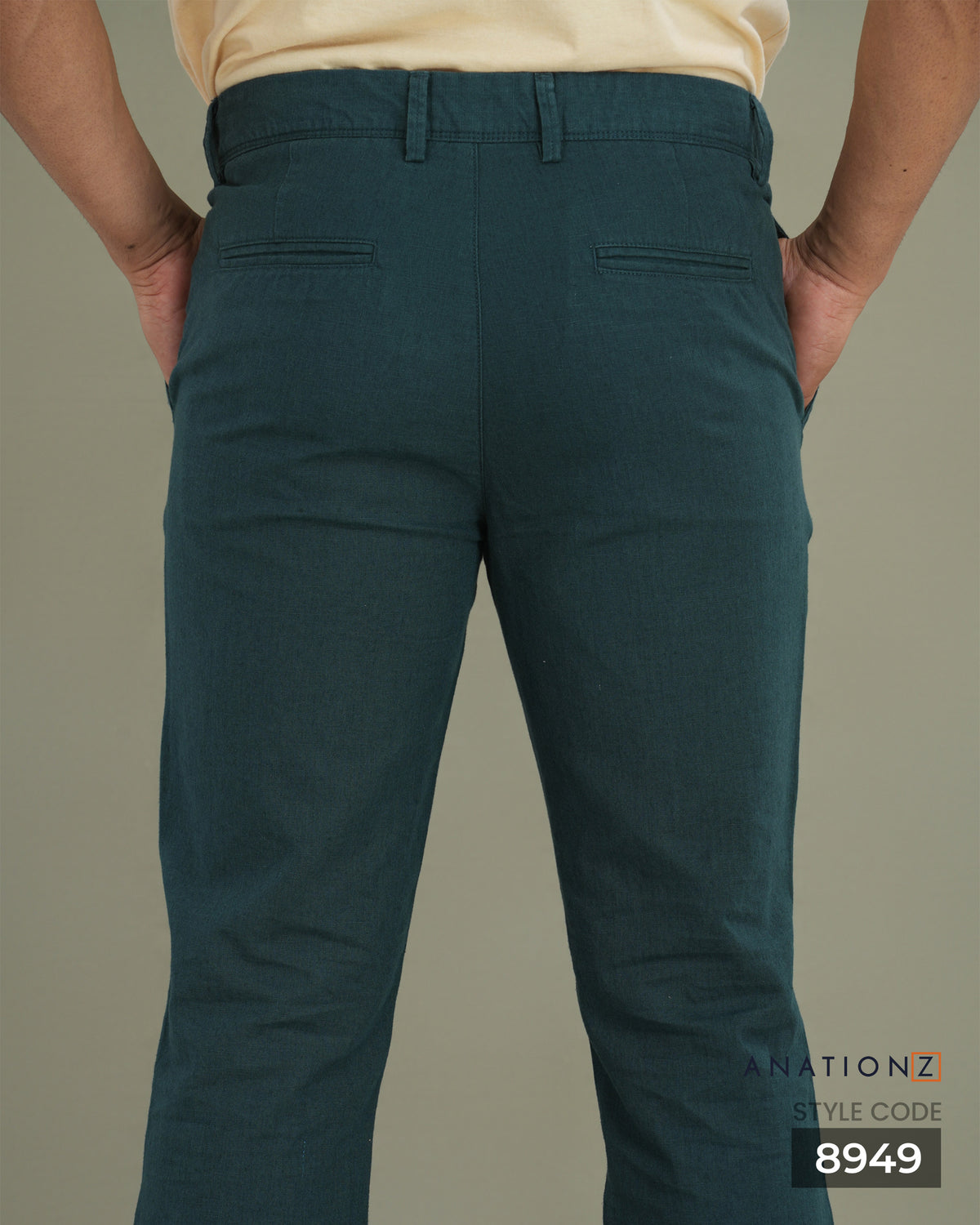 AnationZ Heritage Linen Slim Pant - Teal Current Sri Lanka