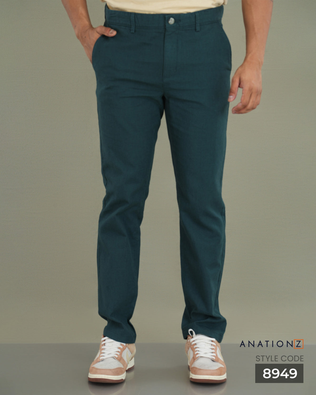 AnationZ Heritage Linen Slim Pant - Teal Current Sri Lanka