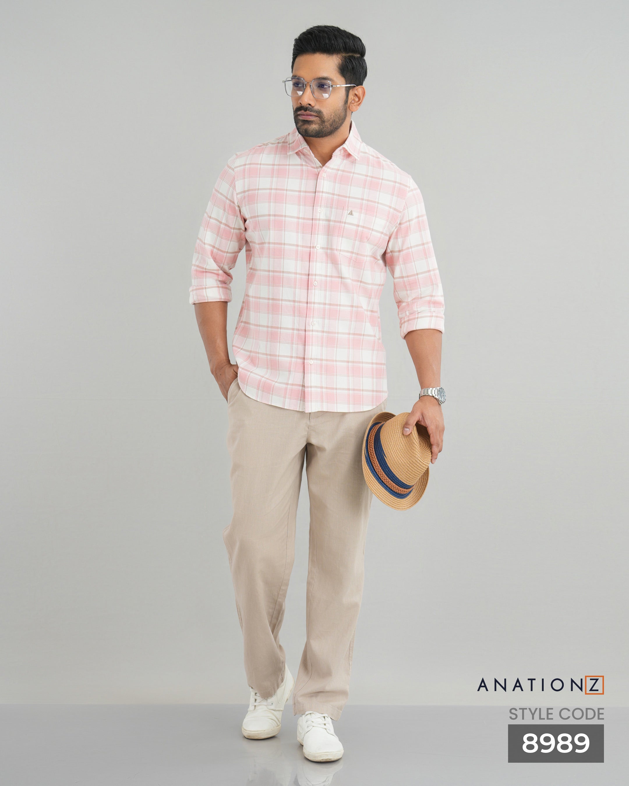 Classic Cotton Checked Shirt - Dusty Rose