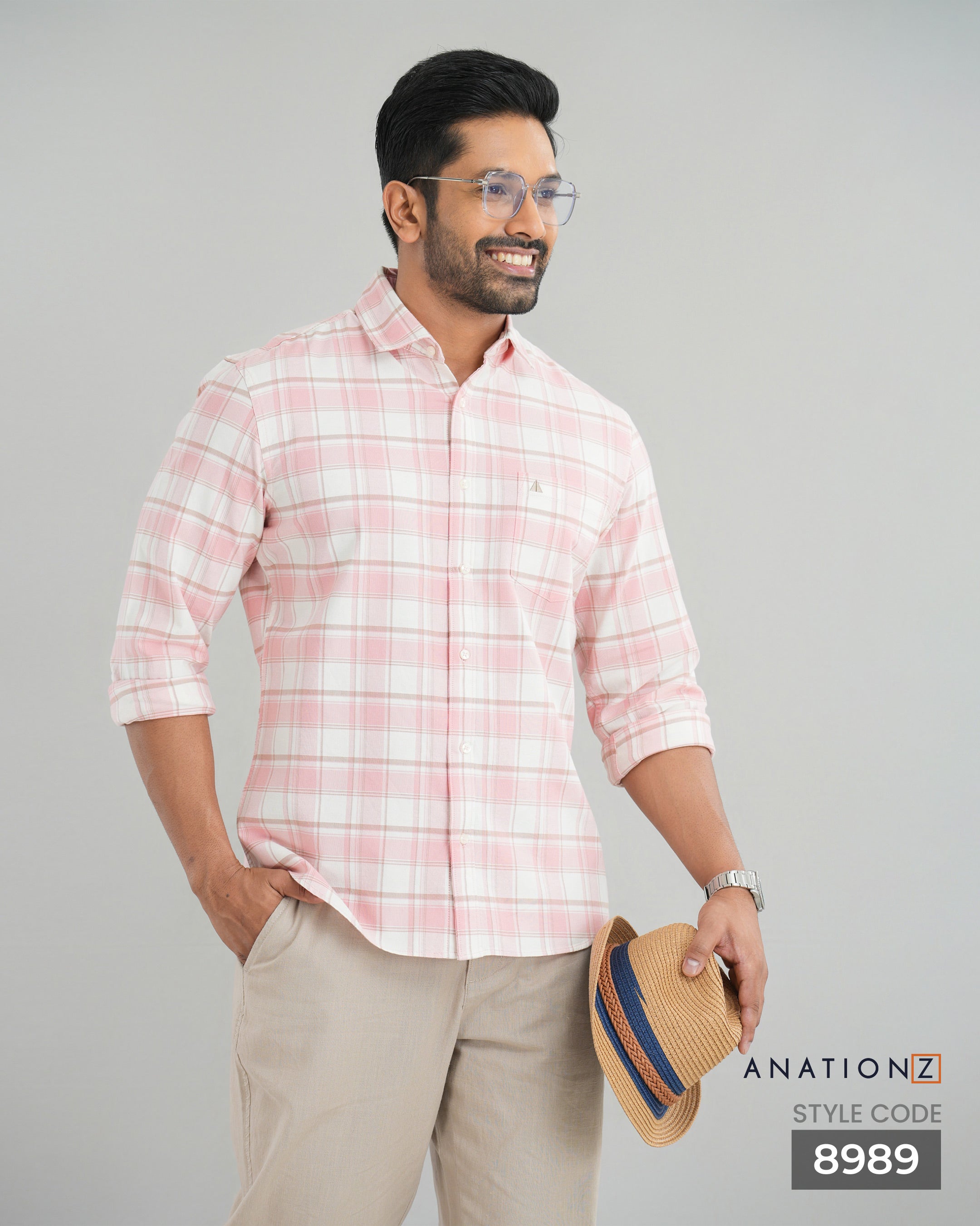 Classic Cotton Checked Shirt - Dusty Rose