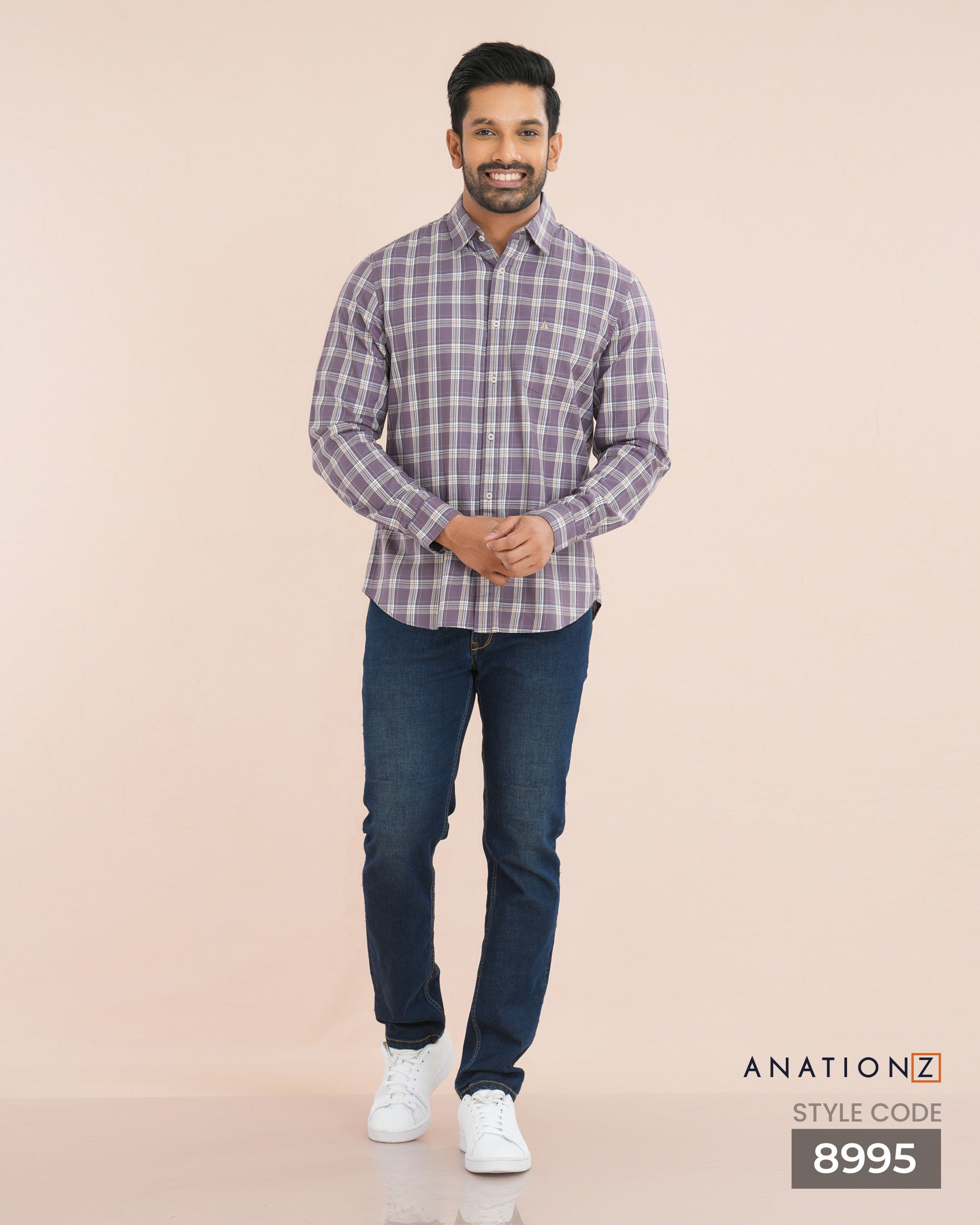Classic Cotton Checked Shirt - Mauve