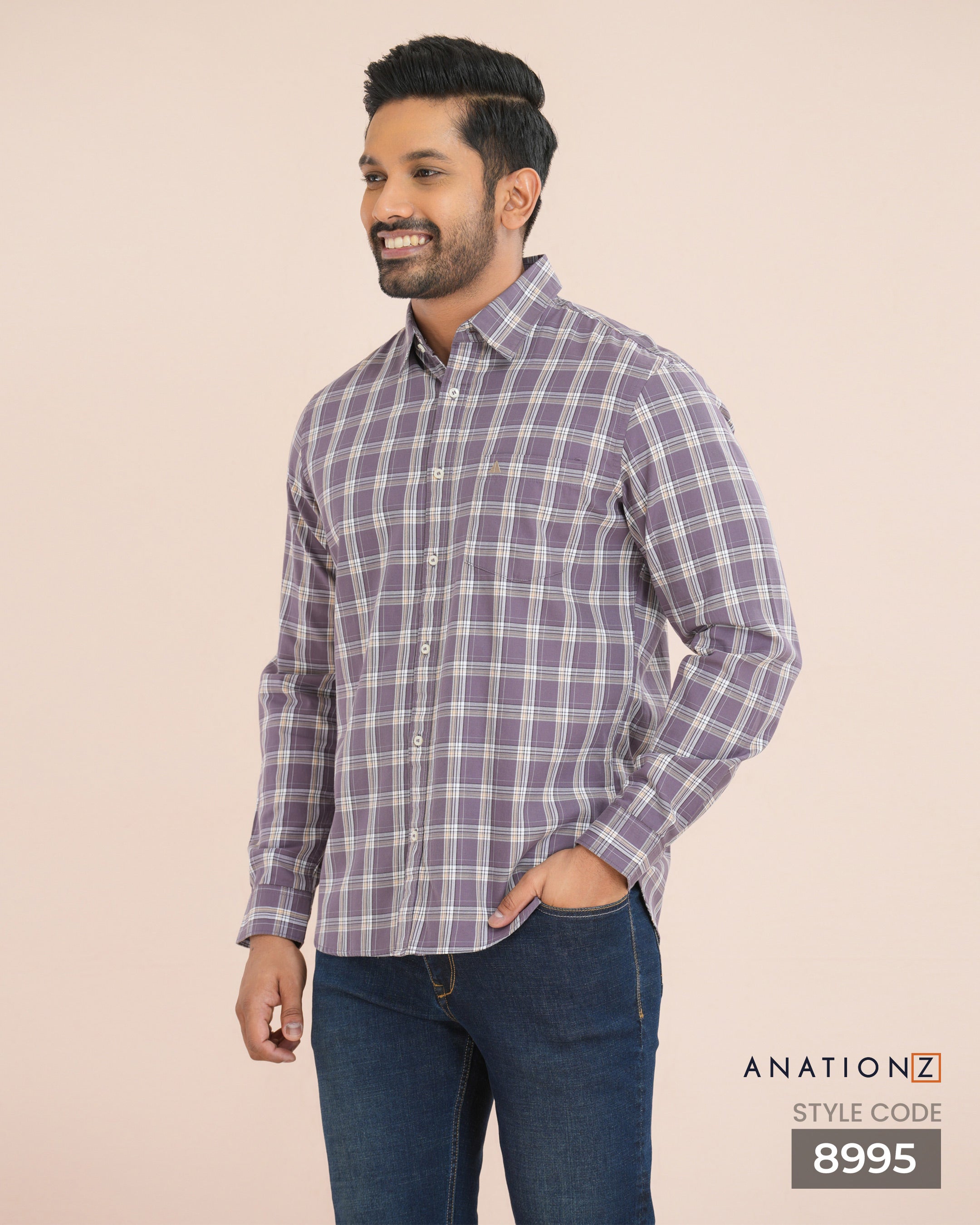 Classic Cotton Checked Shirt - Mauve