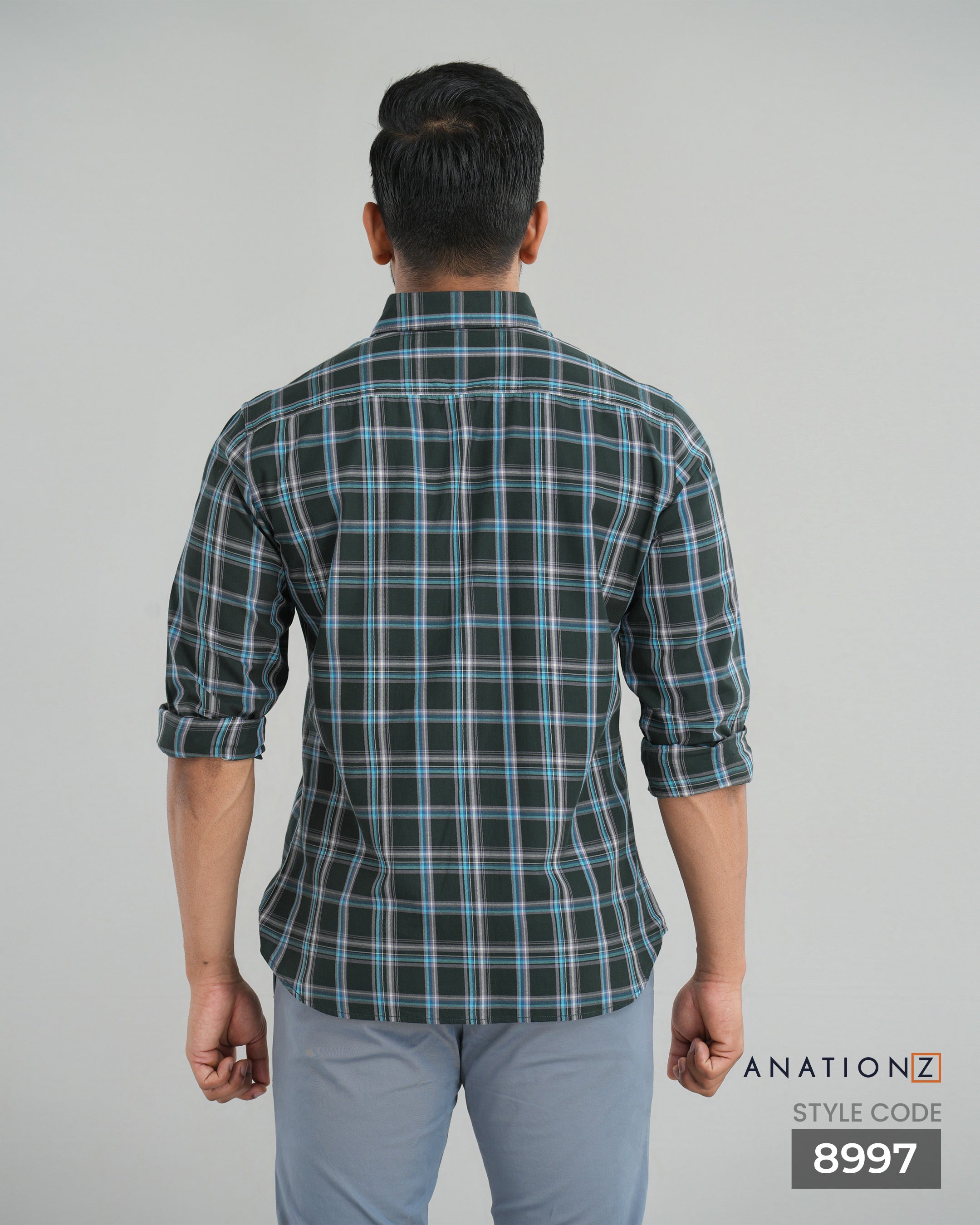 AnationZ Essential Cotton Check Short Sleeve Shirt - Olive Ground Sri Lanka