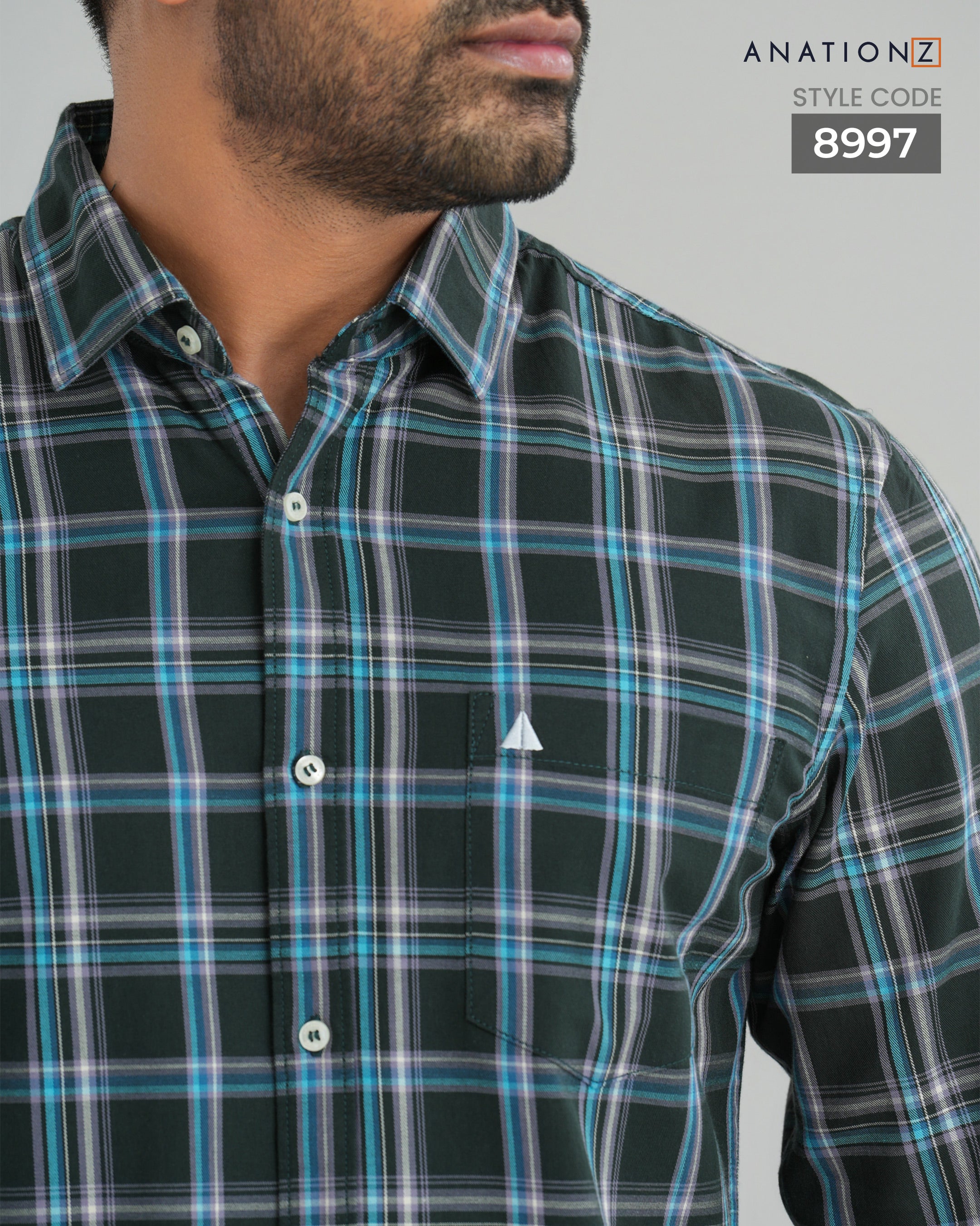 Essential Cotton Check Short Sleeve Shirt - Olive Ground