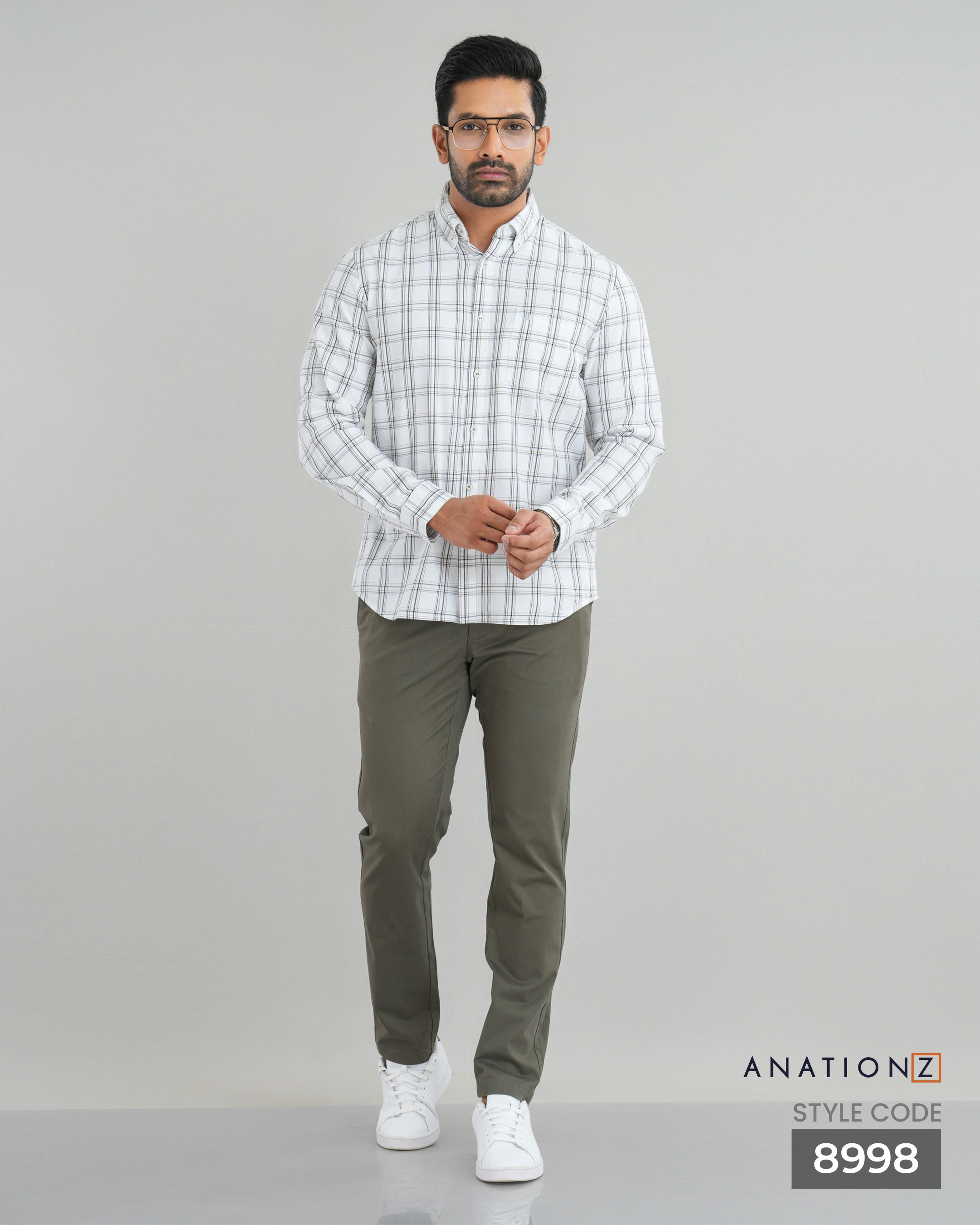 Classic Cotton Checked Shirt - White