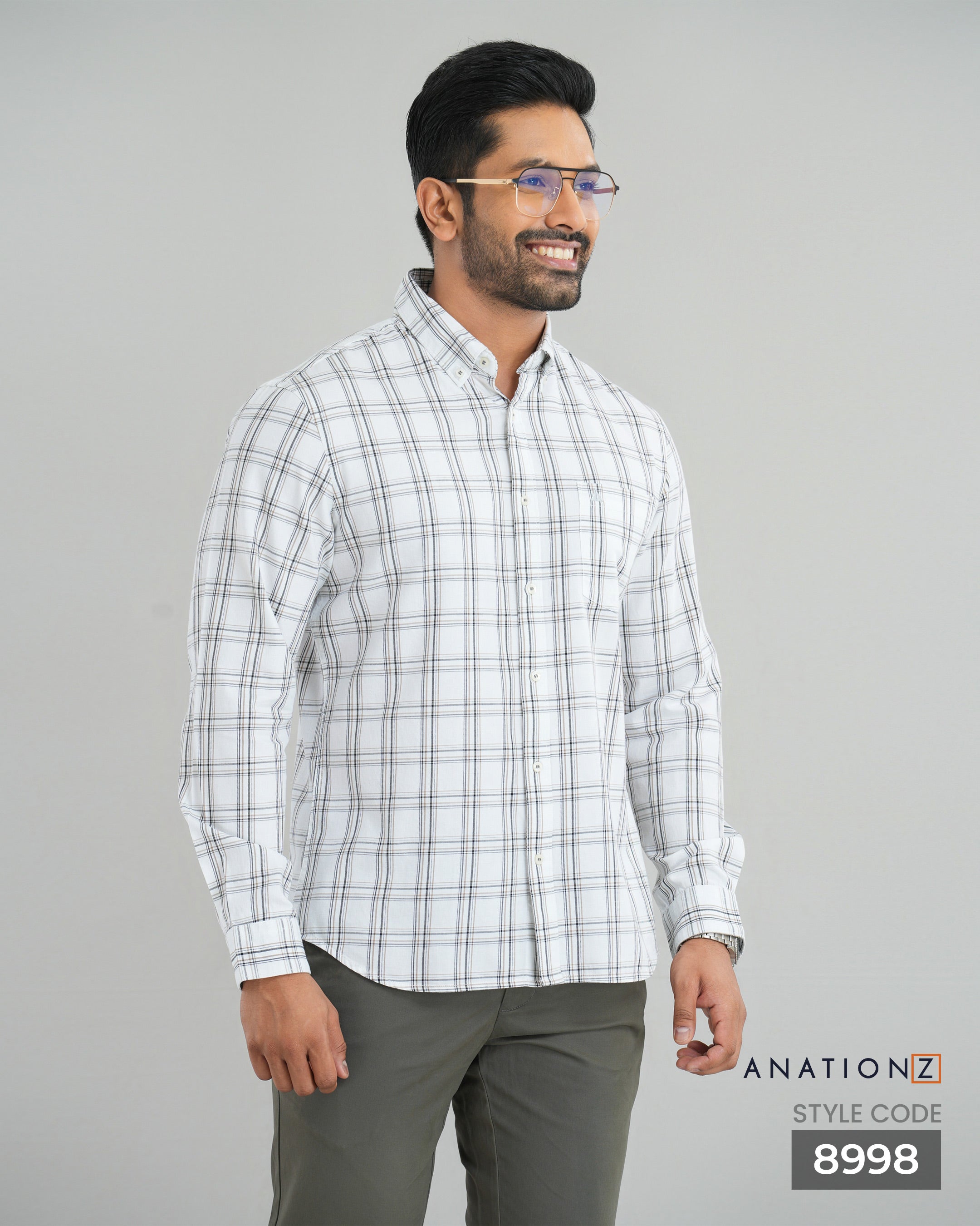 Classic Cotton Checked Shirt - White