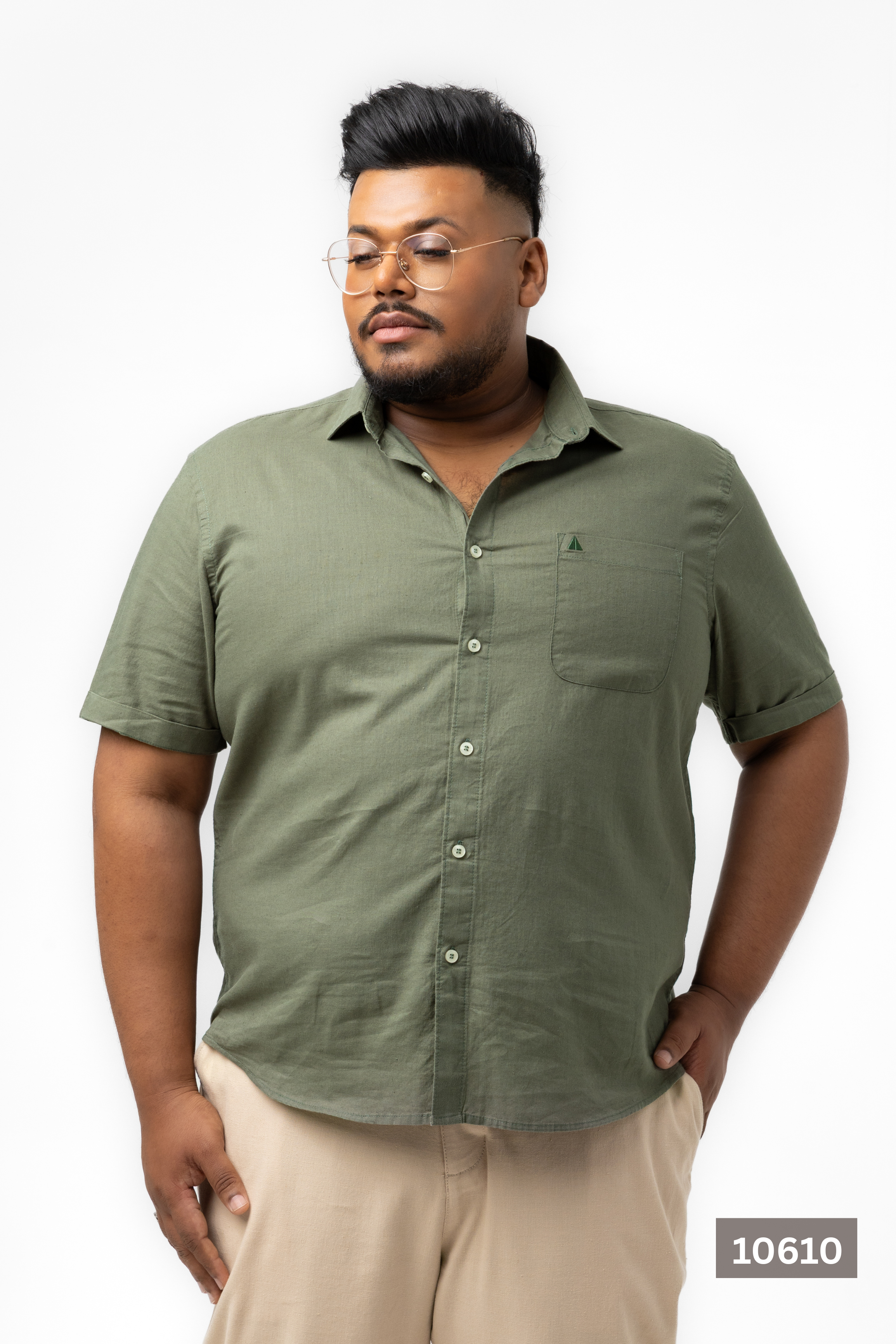 Plus Size Linen Cotton Shirt – Army Green | AnationZ