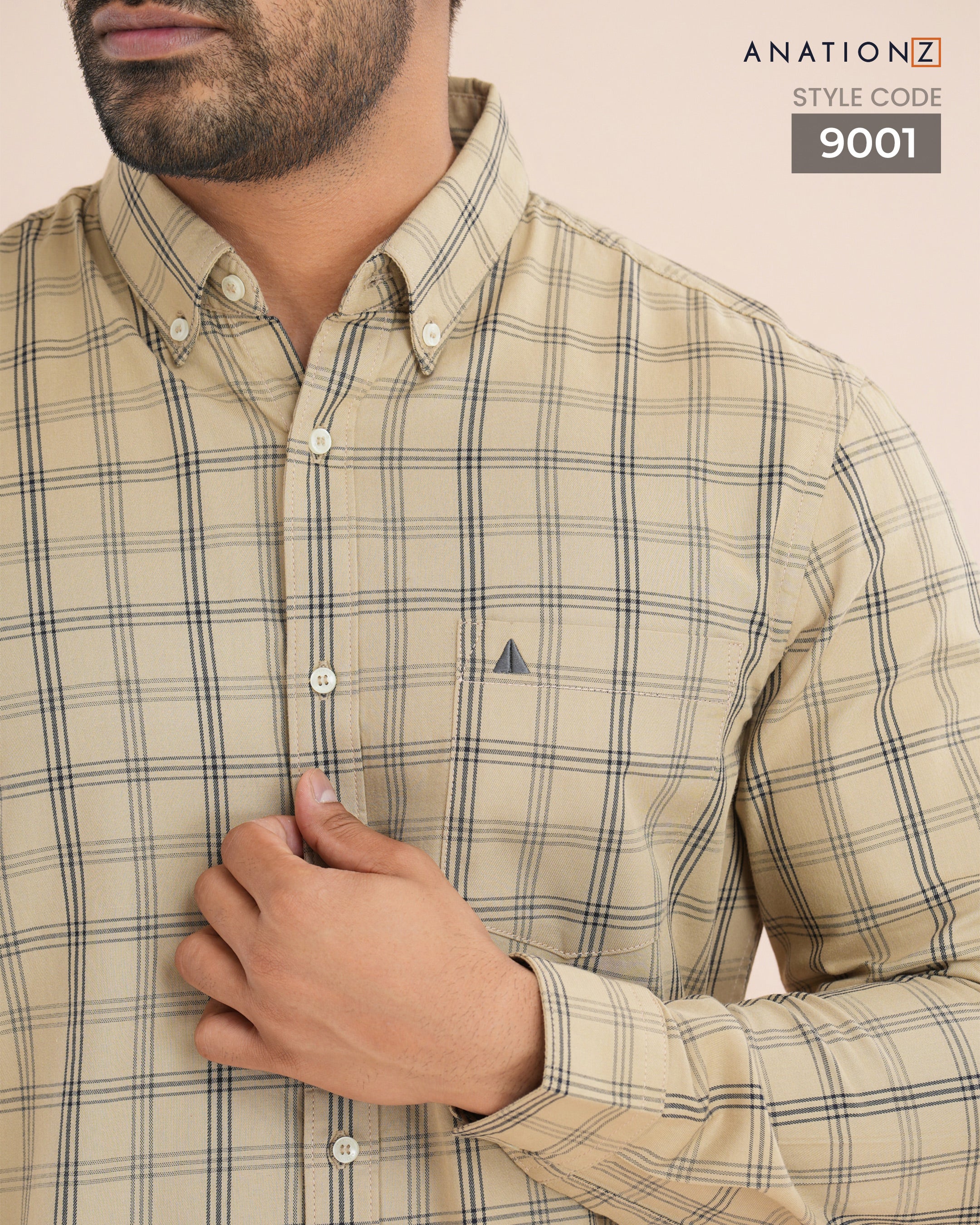 Classic Cotton Checked Shirt - Beige