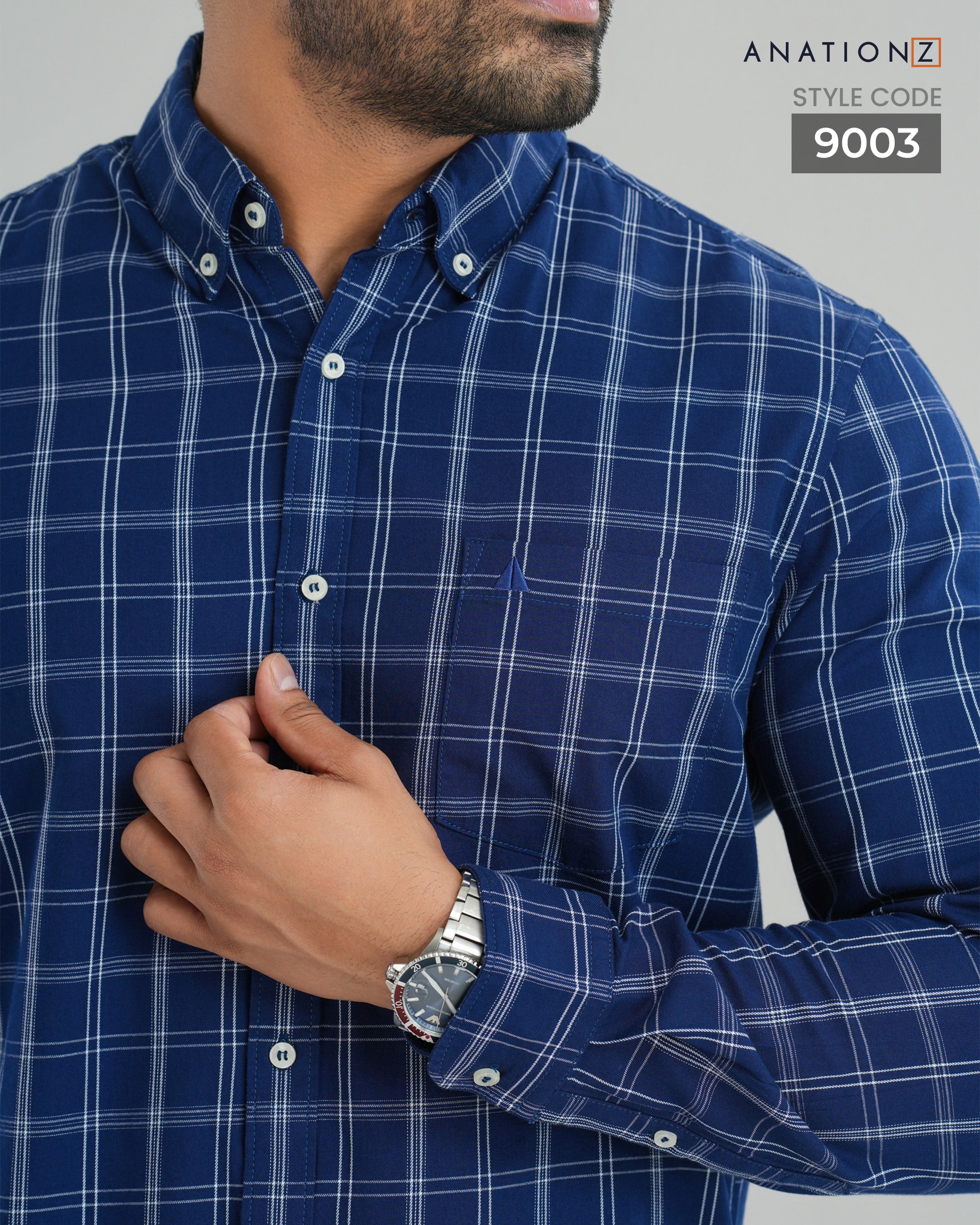 Classic Cotton Checked Shirt - Blue