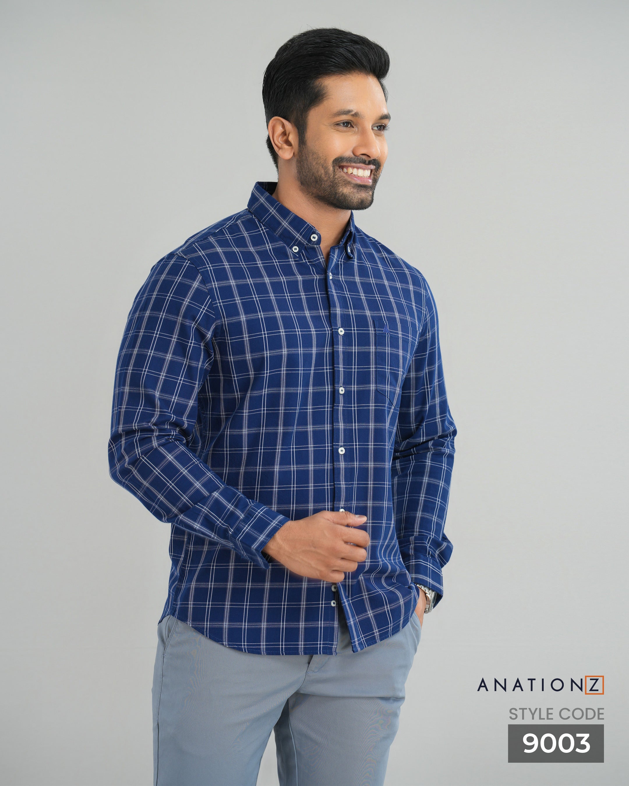 Classic Cotton Checked Shirt - Blue