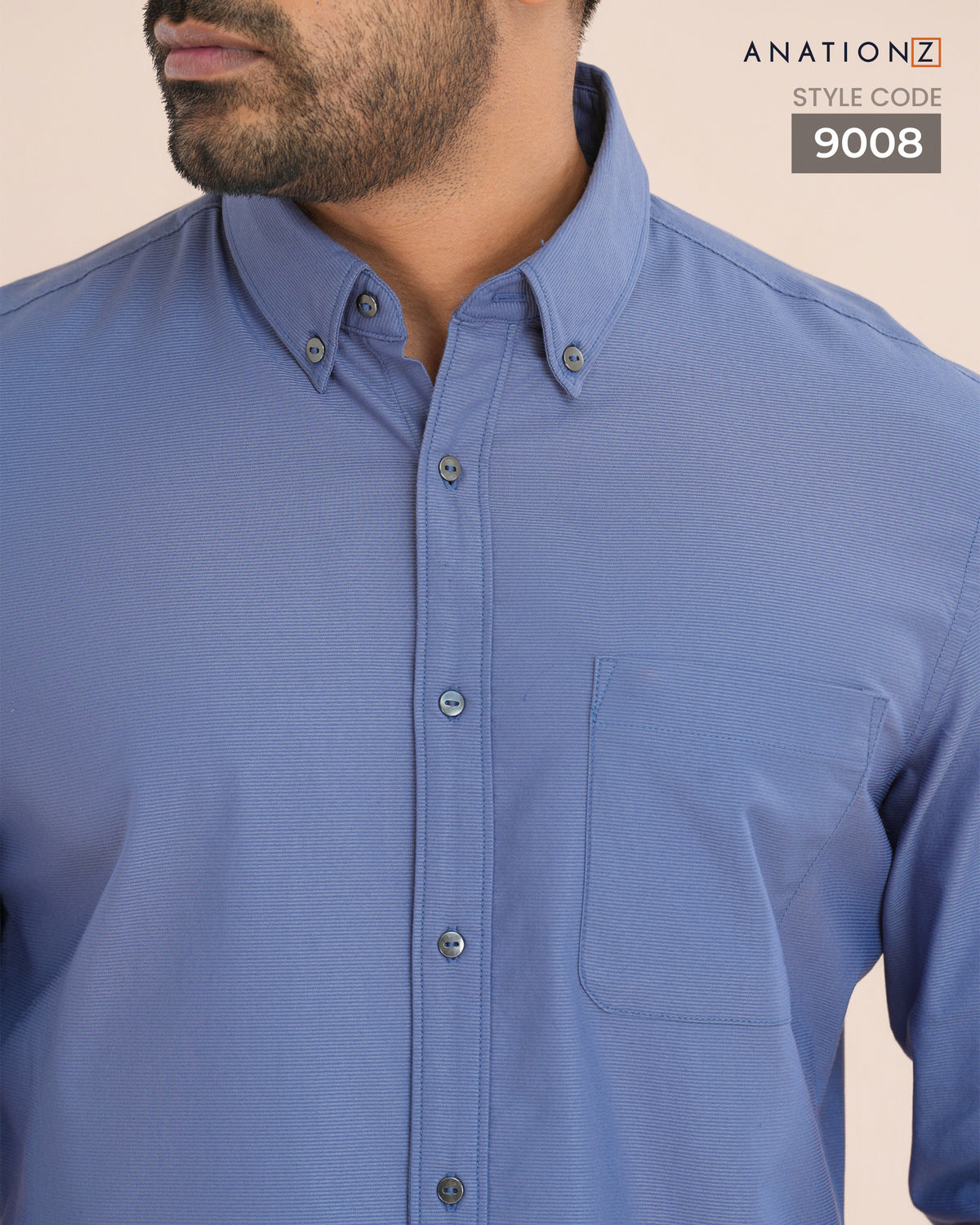 AnationZ Essential Cotton Long Sleeve Shirt - Atlantic Blue Sri Lanka