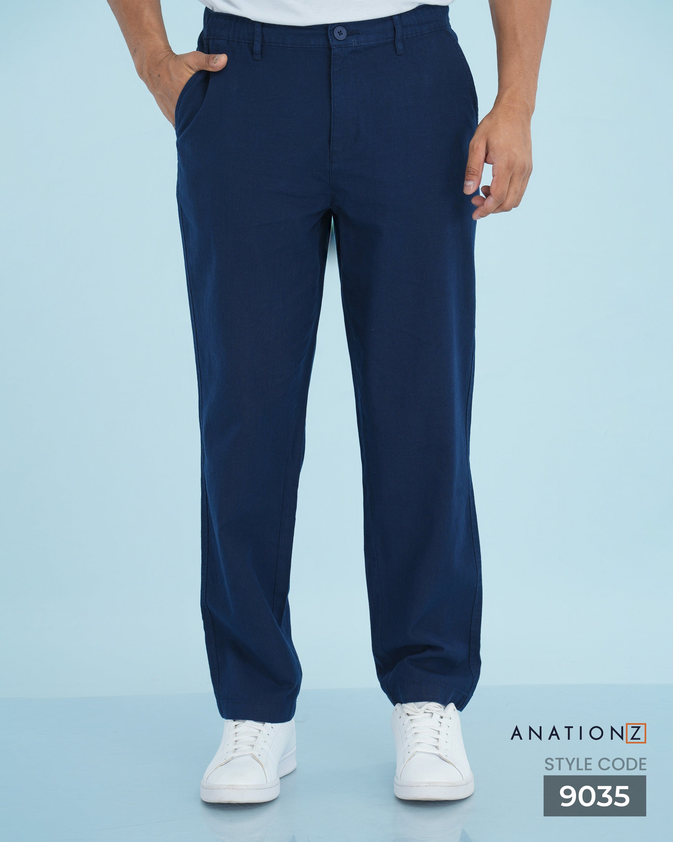 Linen Cotton Relaxed Fit Pants | Old Money Style - Navy