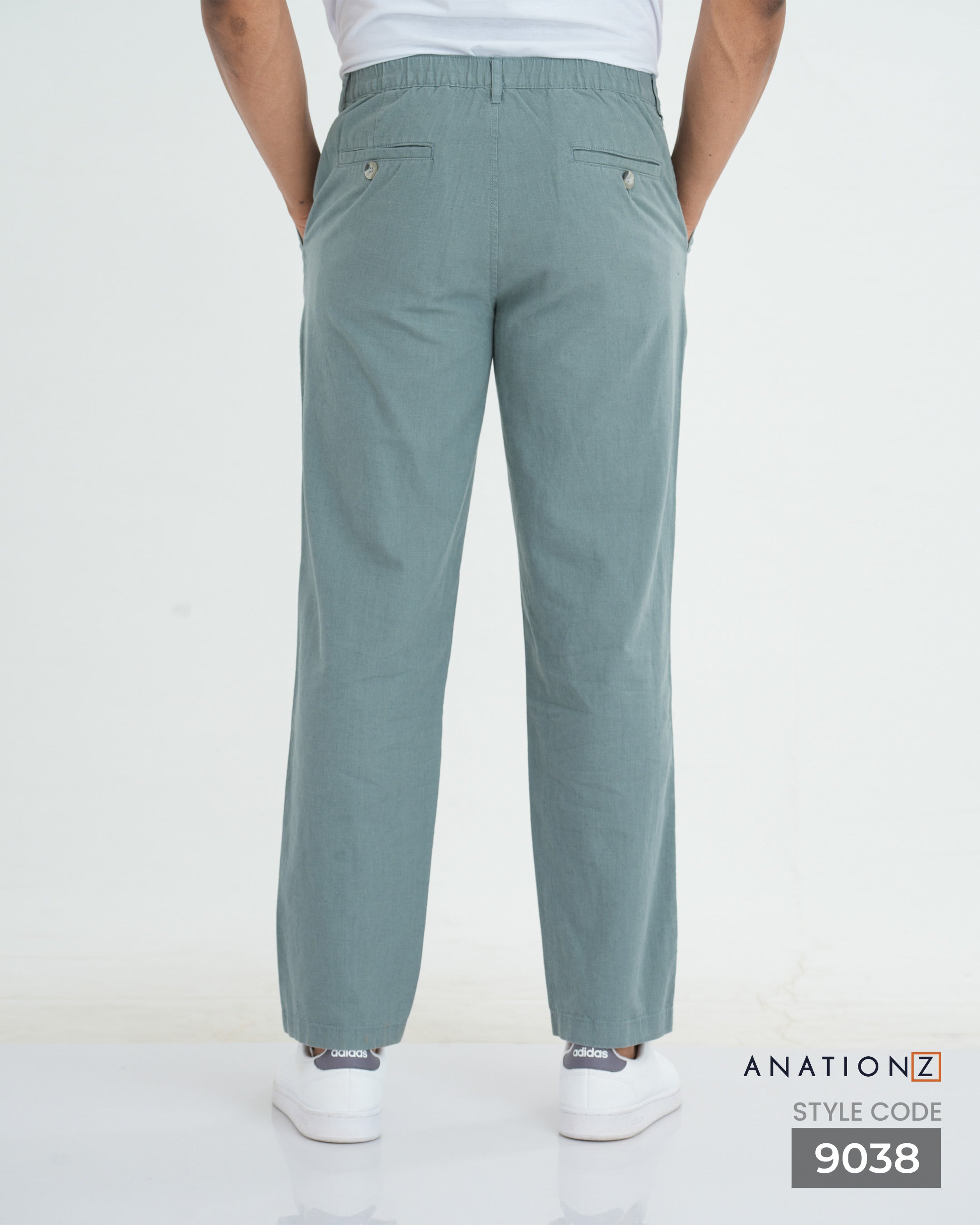 Linen Cotton Relaxed Fit Pant | Flexible Waistband - Slate