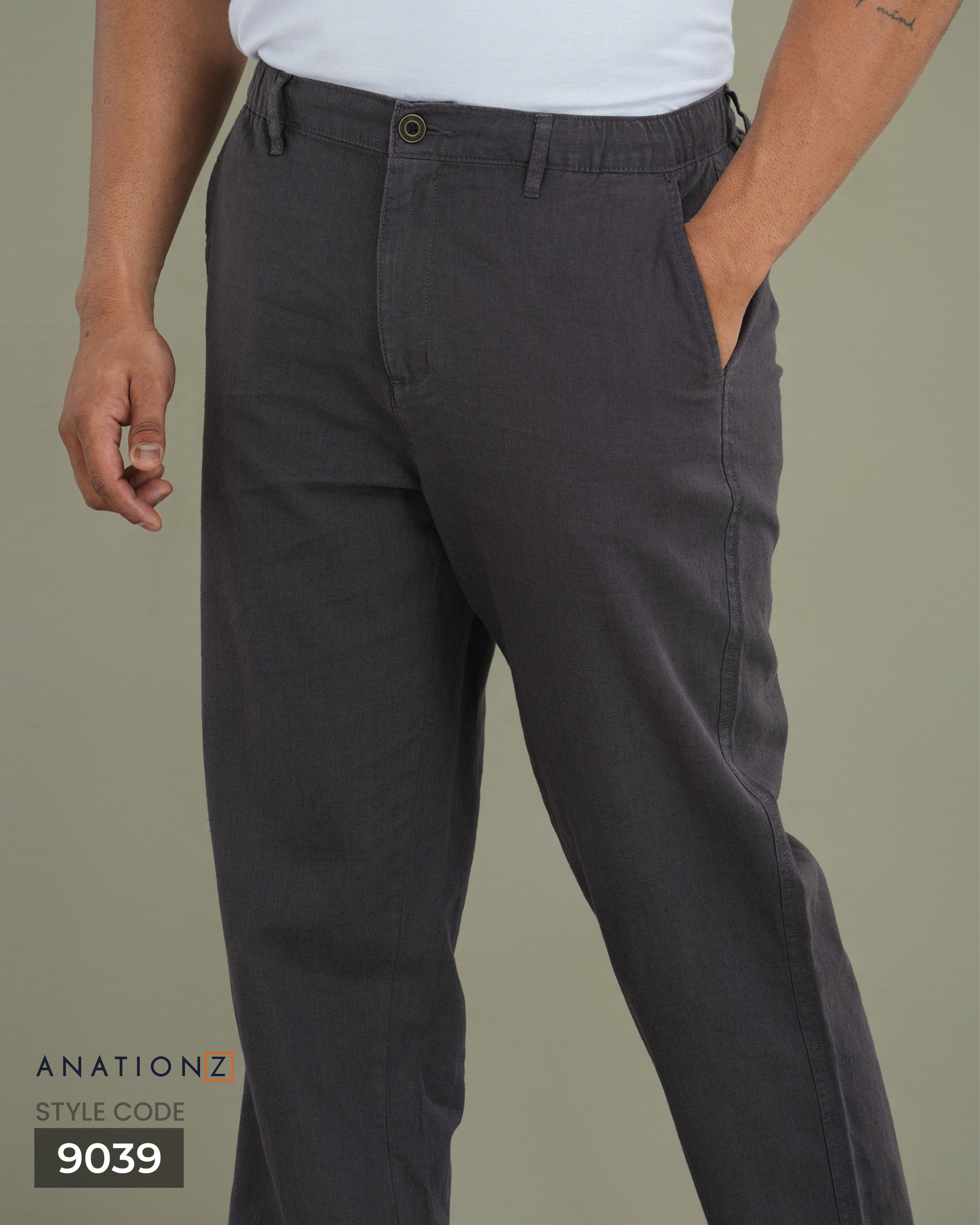 Linen Cotton Relaxed Fit Pants | Old Money Style - Dark Grey