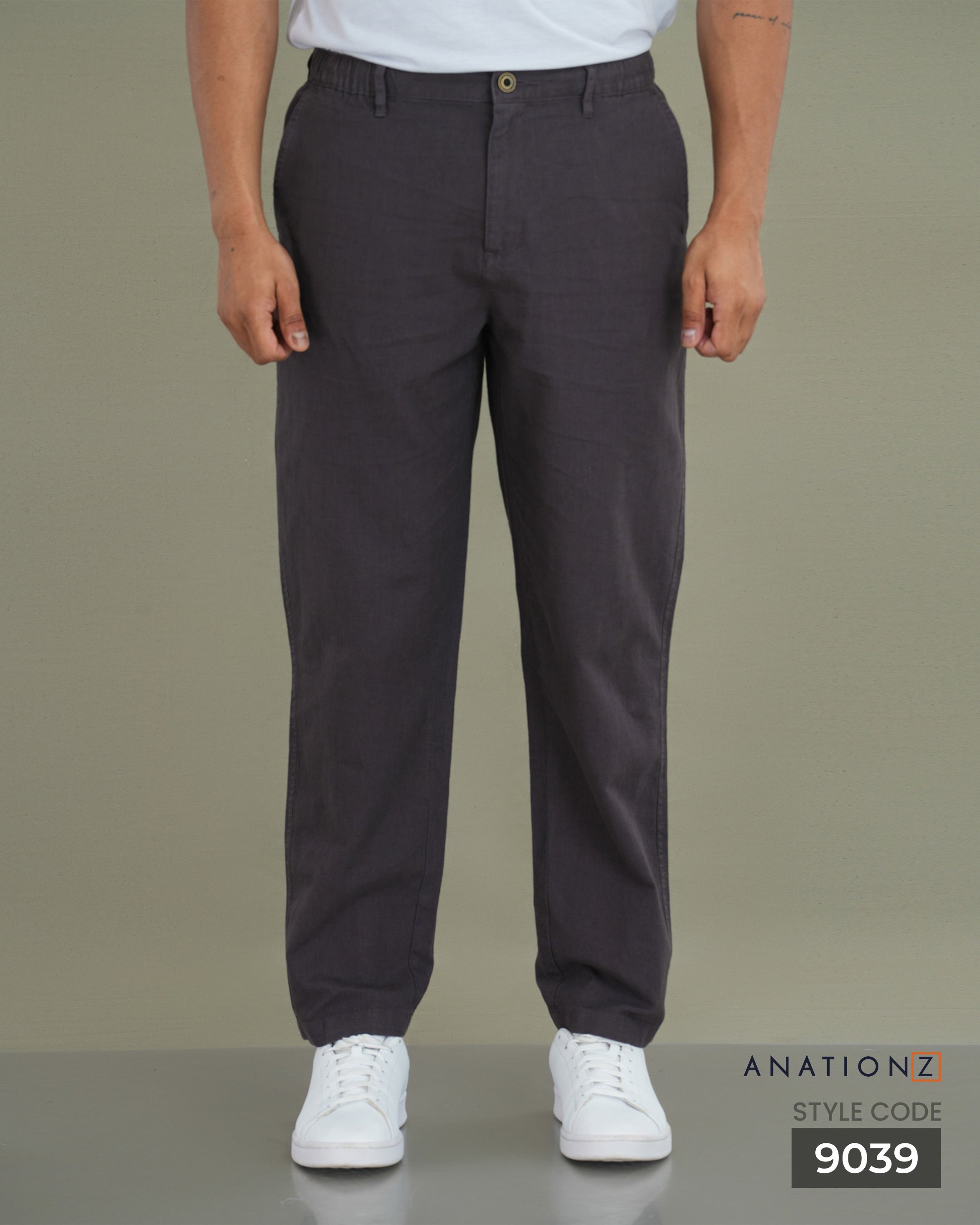 Linen Cotton Relaxed Fit Pants | Old Money Style - Dark Grey