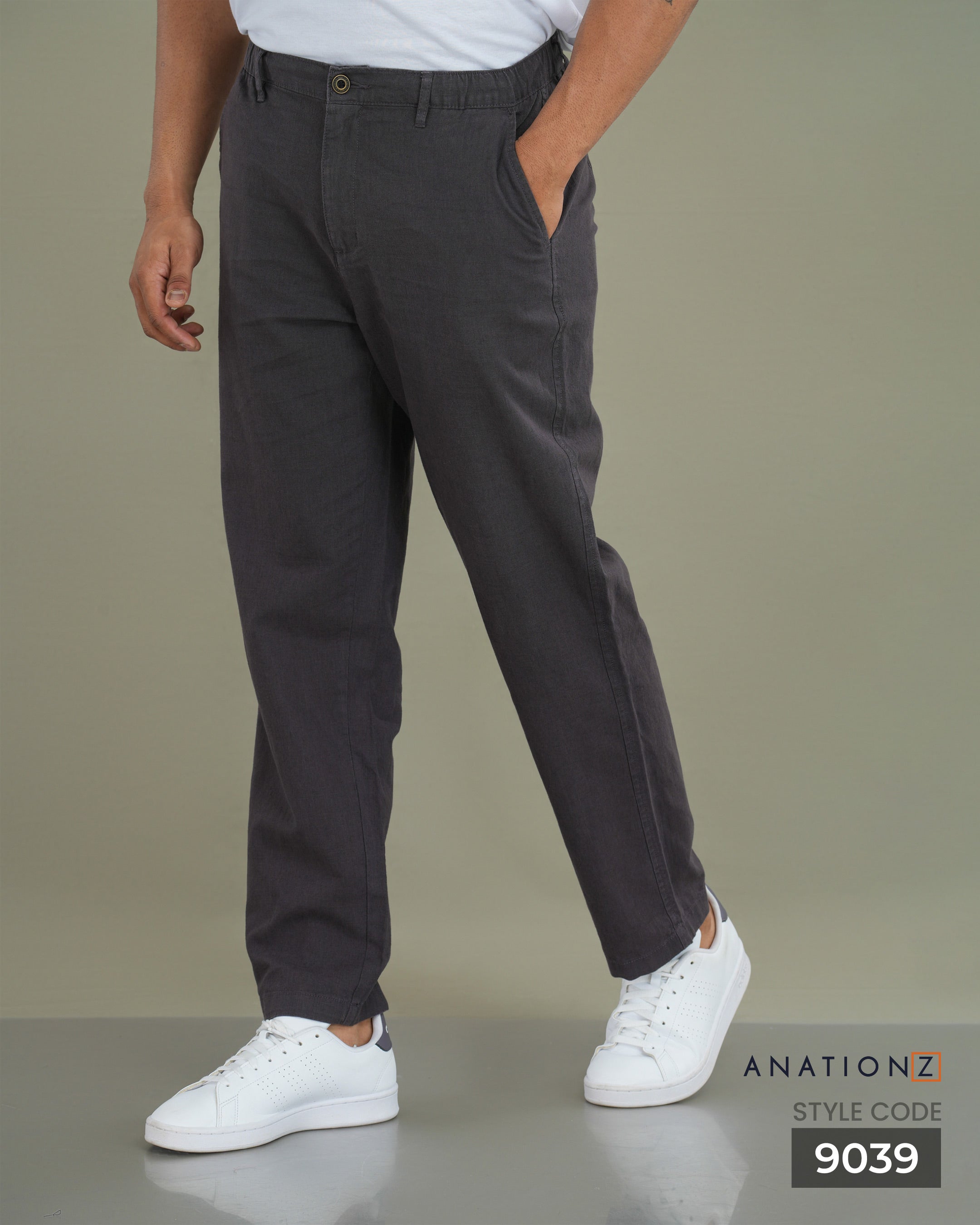 Linen Cotton Relaxed Fit Pants | Old Money Style - Dark Grey