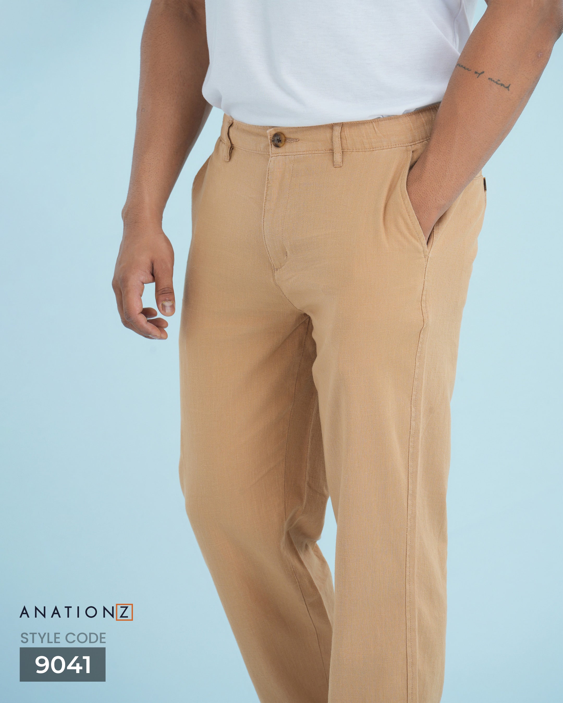 Linen Cotton Relaxed Fit Pant | Flexible Waistband - Sand