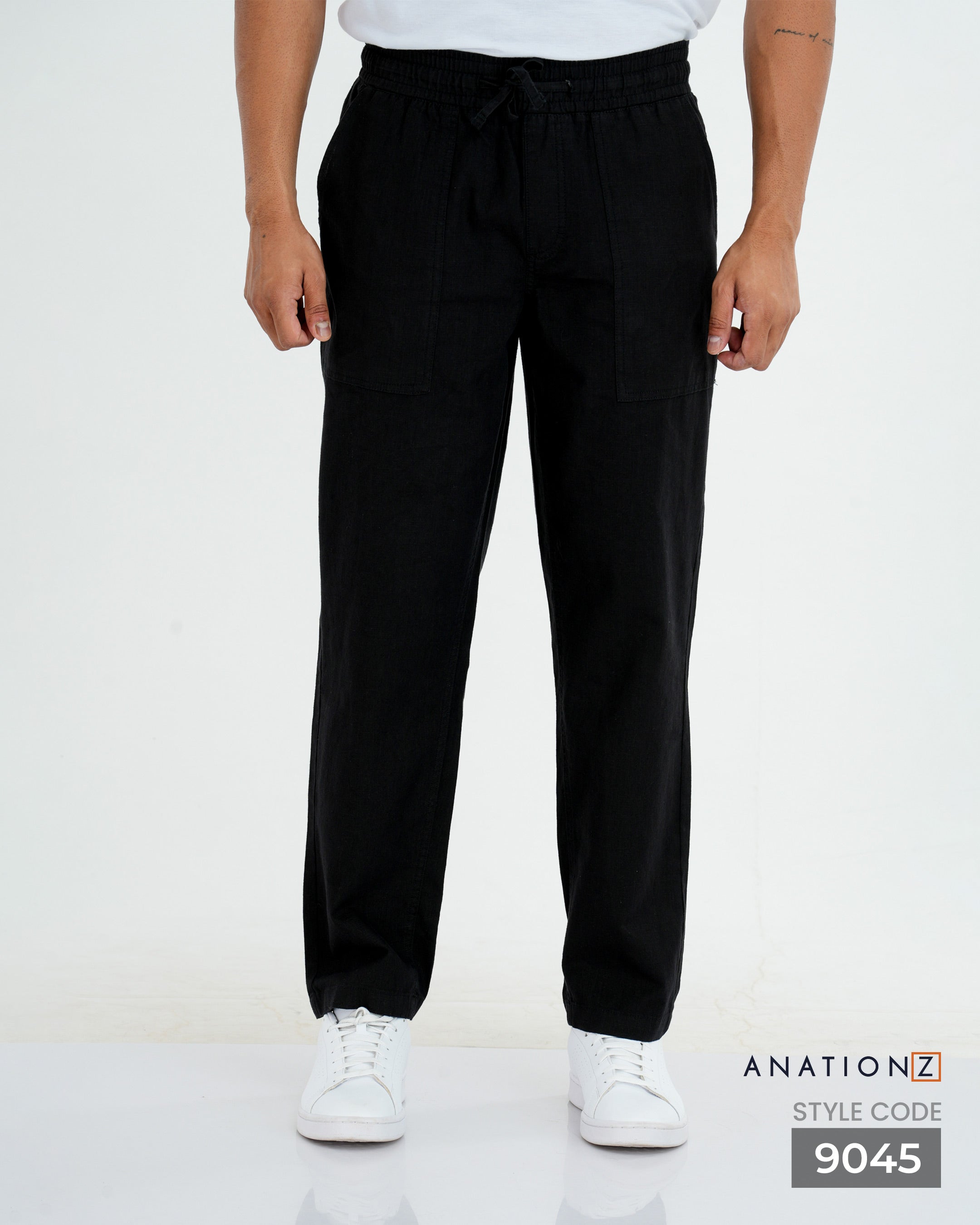Heritage Linen Cotton Relaxed Pant - Black