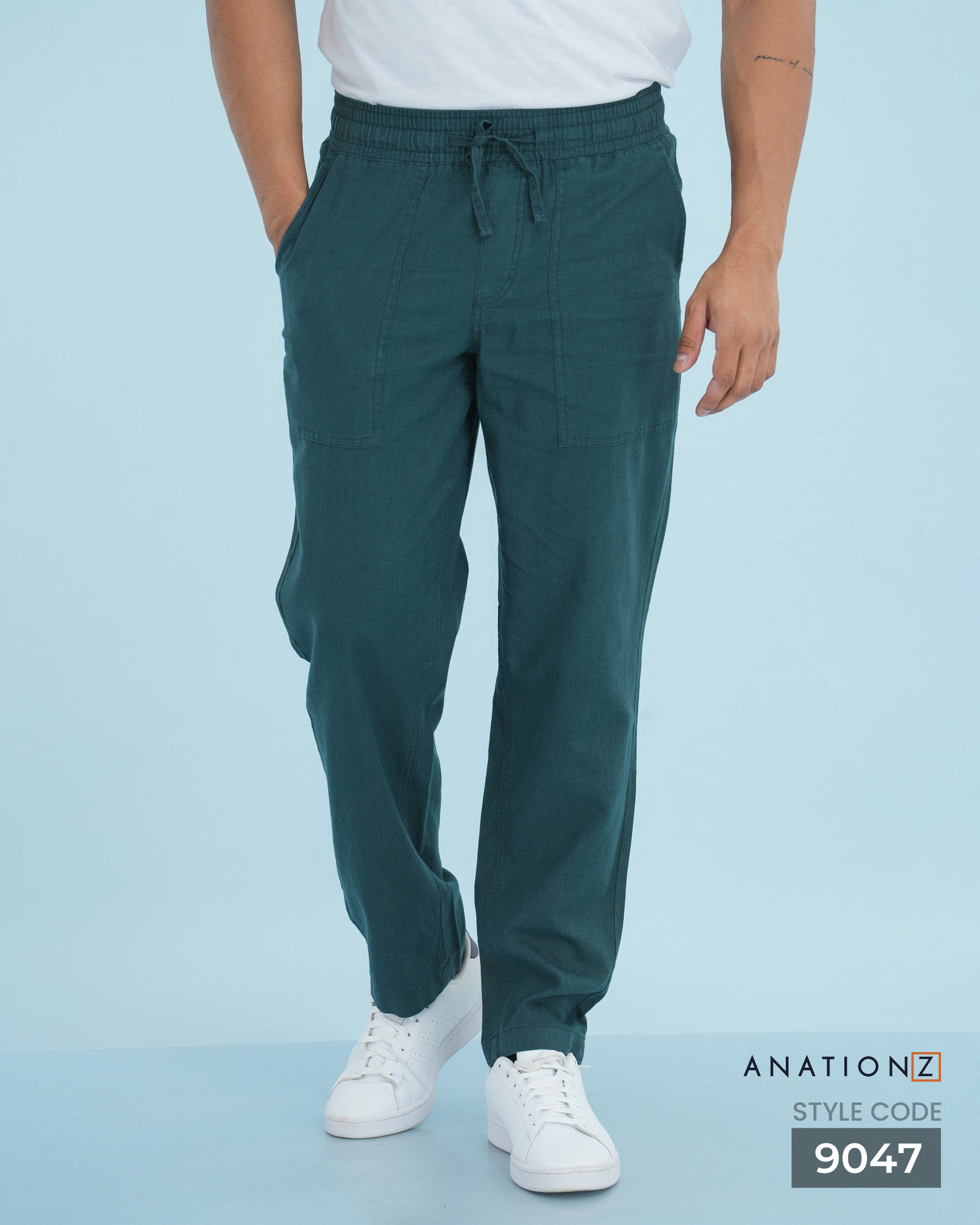 AnationZ Heritage Linen Relaxed Pant - Teal Current Sri Lanka
