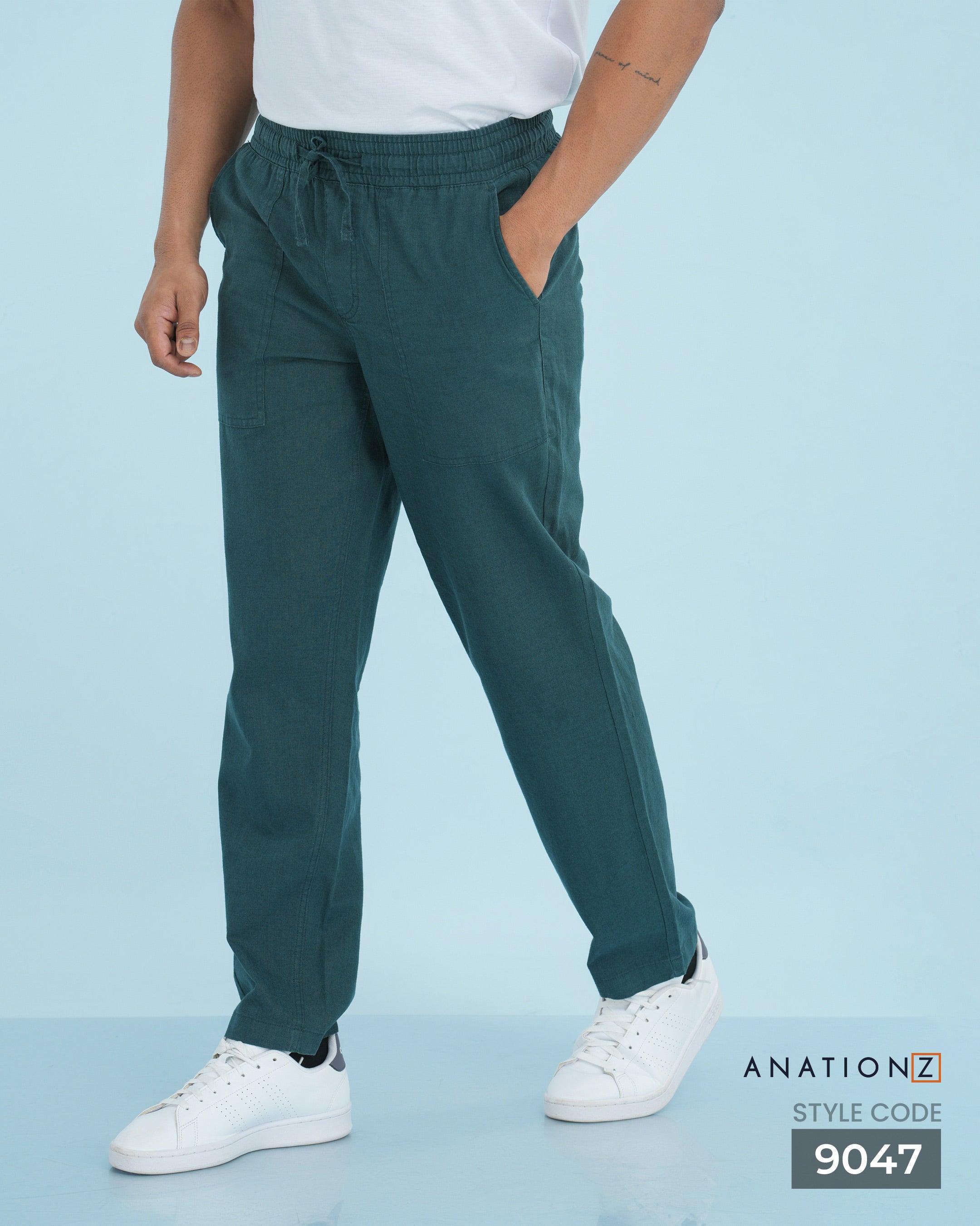 AnationZ Heritage Linen Relaxed Pant - Teal Current Sri Lanka