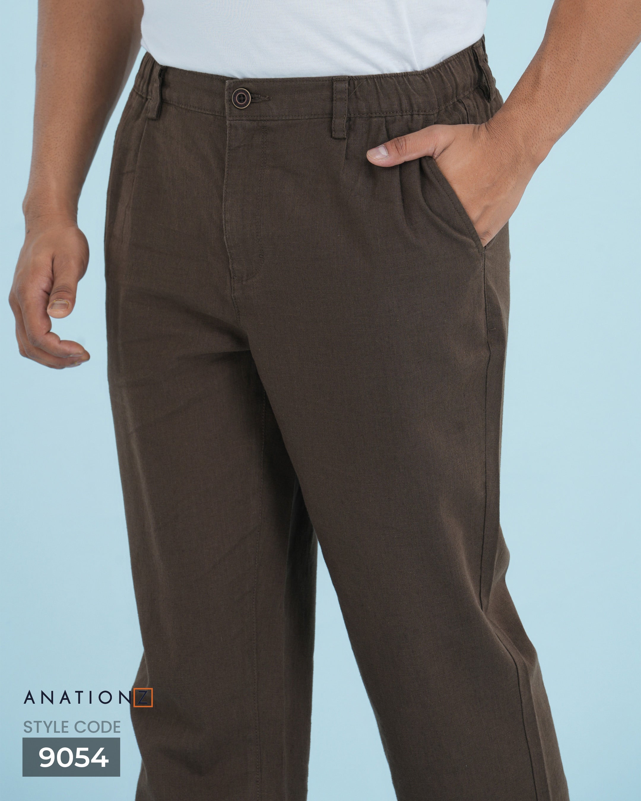 Pleated Linen Cotton Luxury Fit Pant - Brown