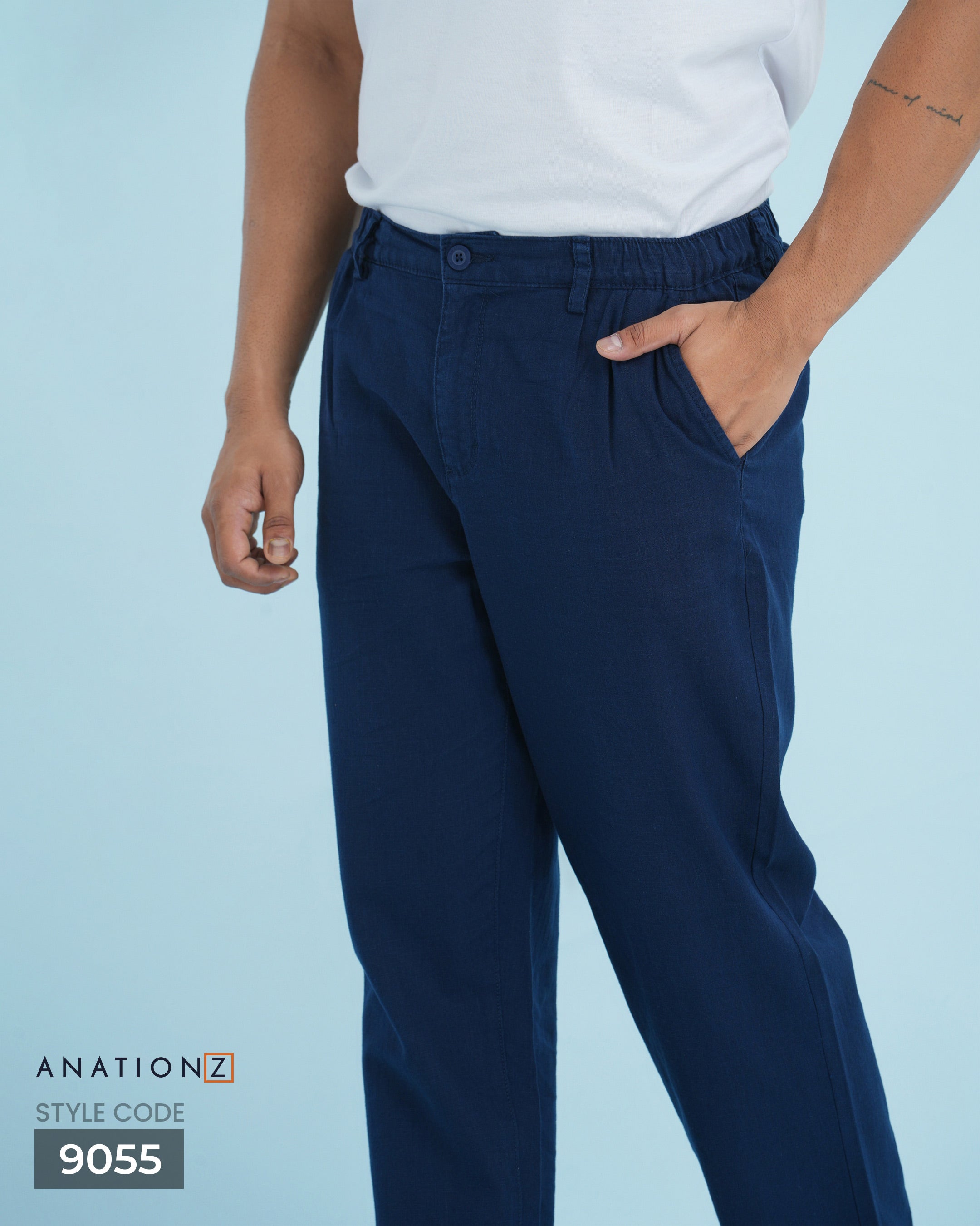 AnationZ Heritage Linen Pleated Pant - Midnight Ink Sri Lanka