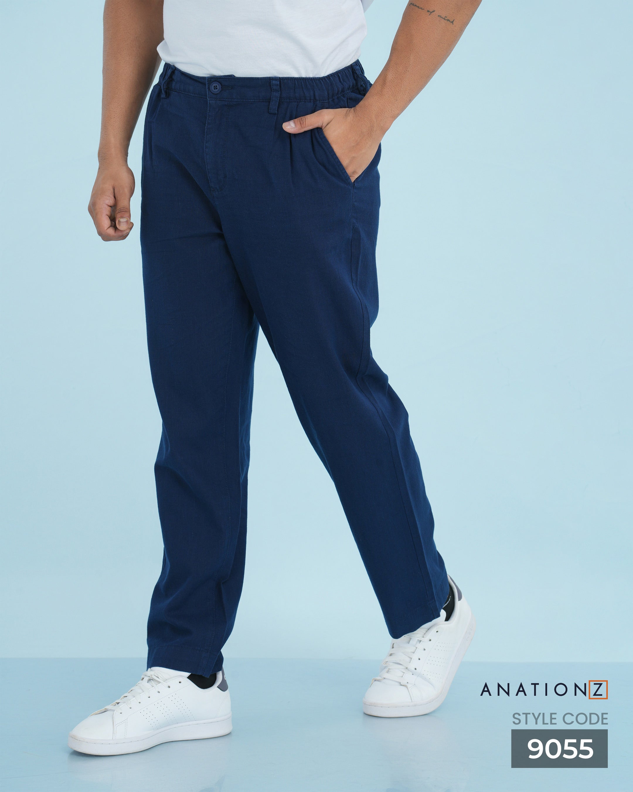 AnationZ Heritage Linen Pleated Pant - Midnight Ink Sri Lanka