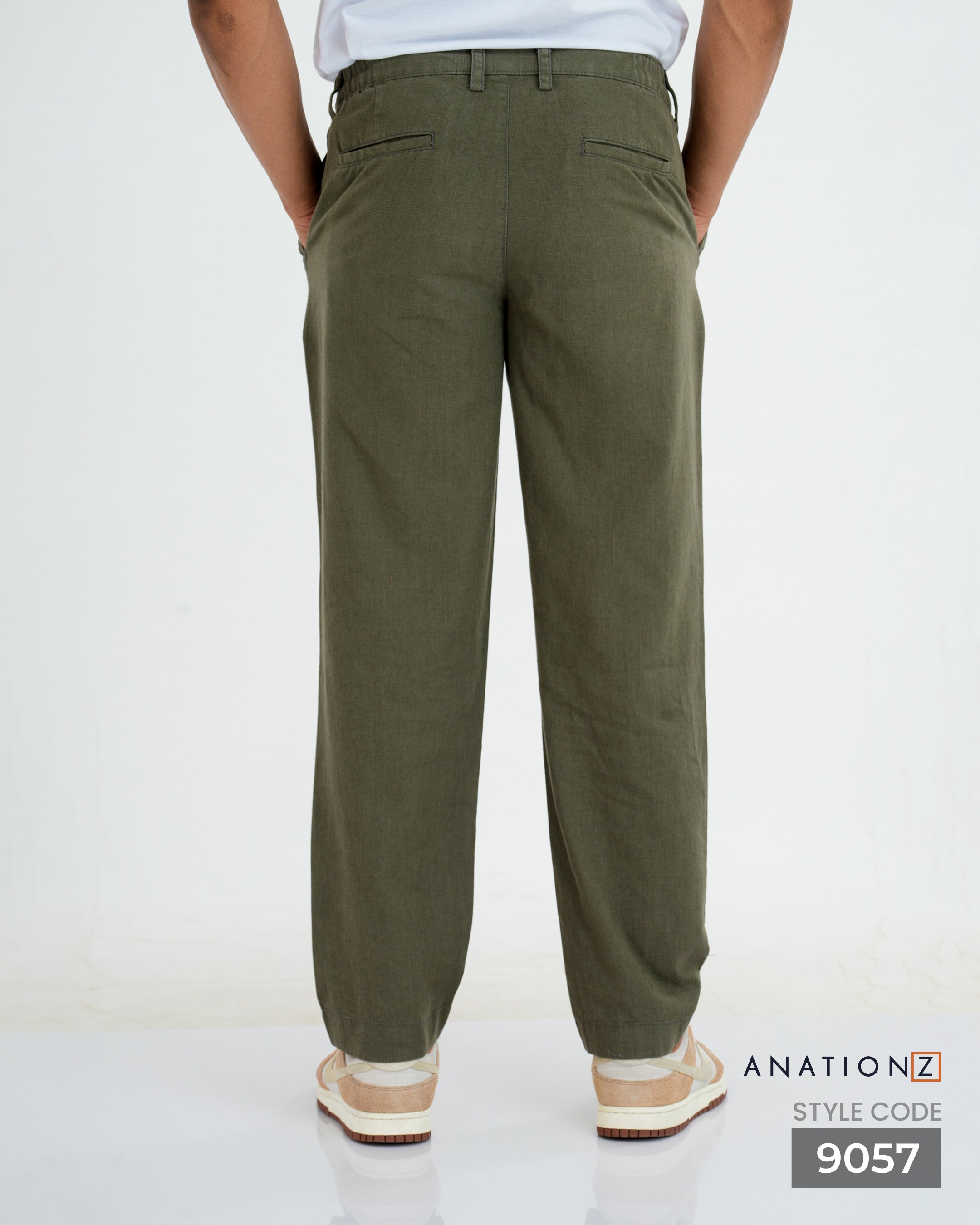 AnationZ Heritage Linen Pleated Pant - Olive Ground Sri Lanka