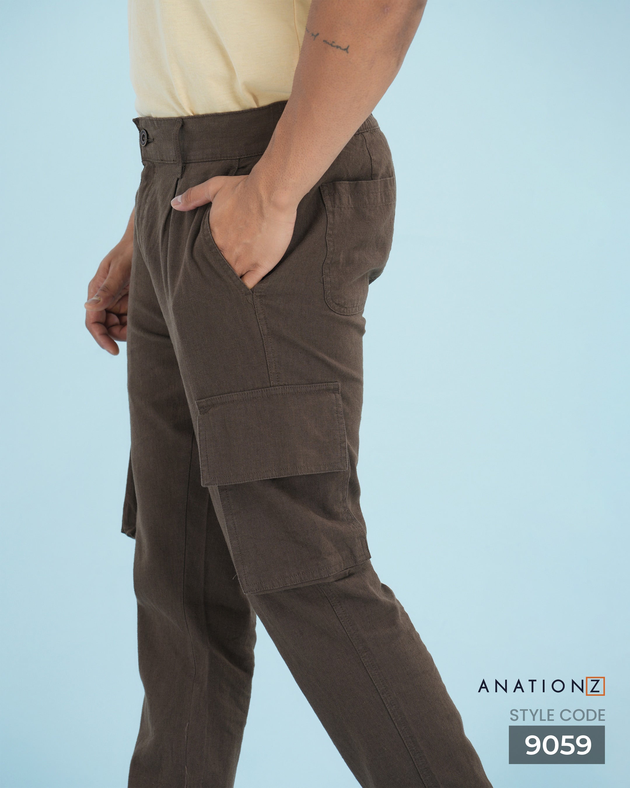 AnationZ Heritage Linen Cargo Pant - Warm Tobacco Sri Lanka