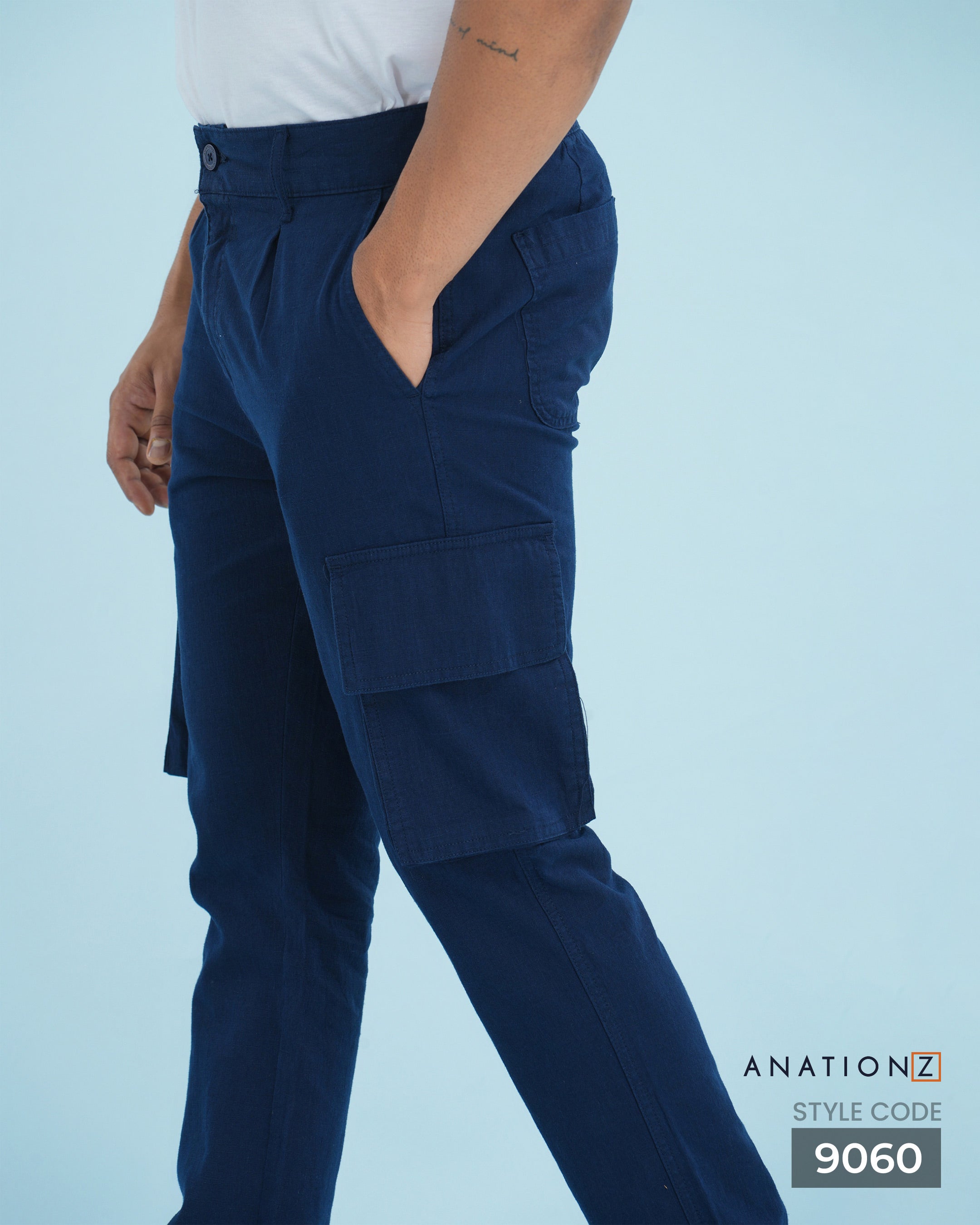 AnationZ Heritage Linen Cargo Pant - Midnight Ink Sri Lanka