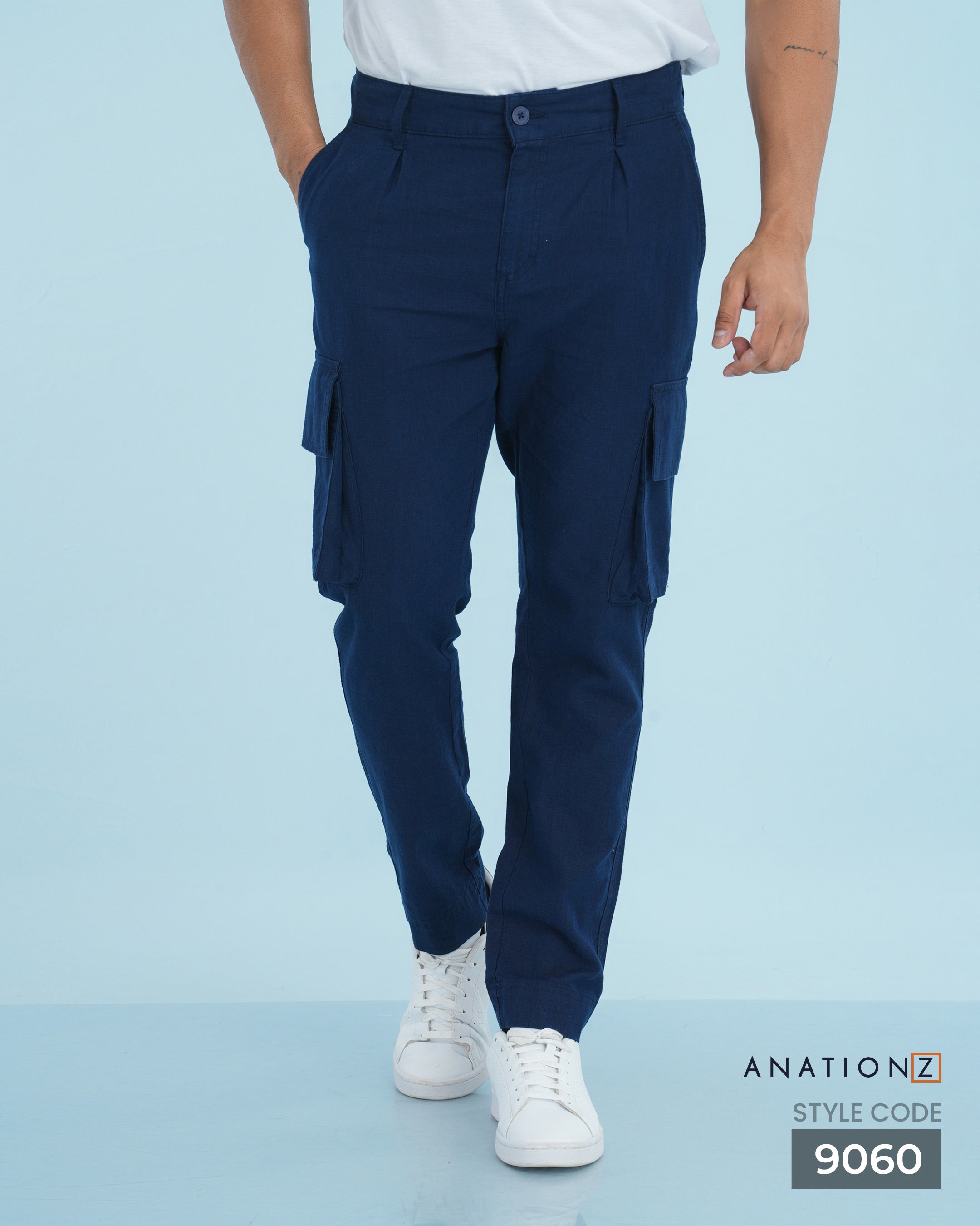 AnationZ Heritage Linen Cargo Pant - Midnight Ink Sri Lanka