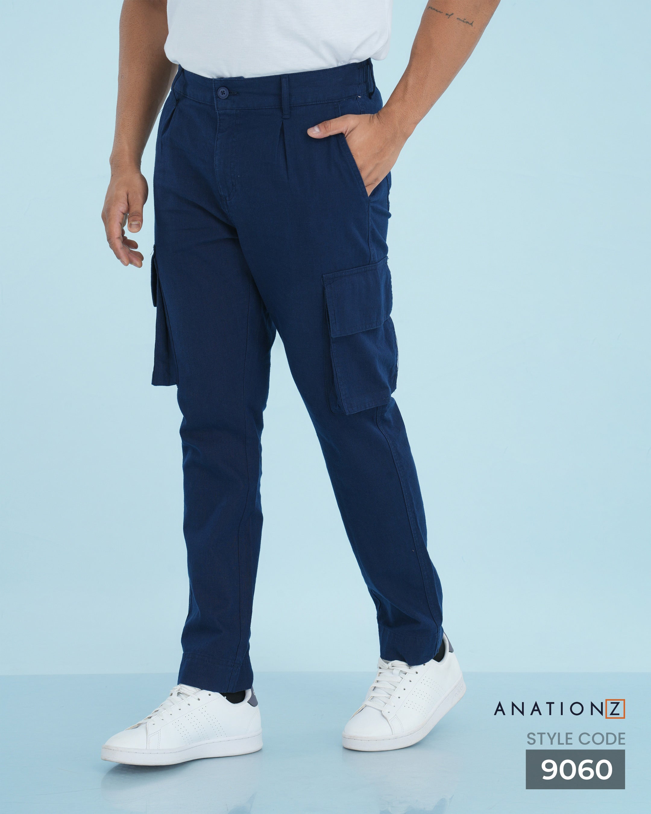 AnationZ Heritage Linen Cargo Pant - Midnight Ink Sri Lanka