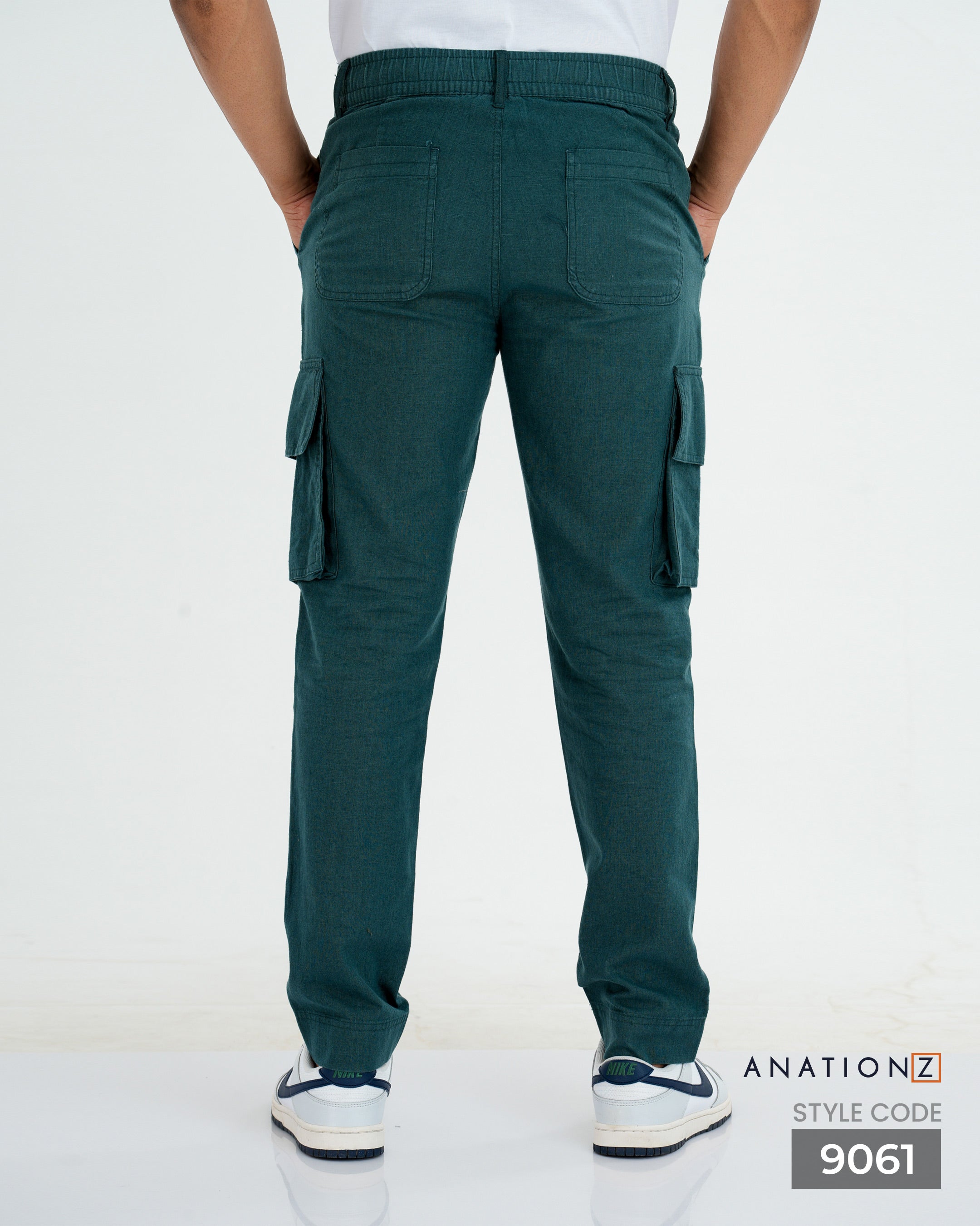 AnationZ Heritage Linen Cargo Pant - Teal Current Sri Lanka