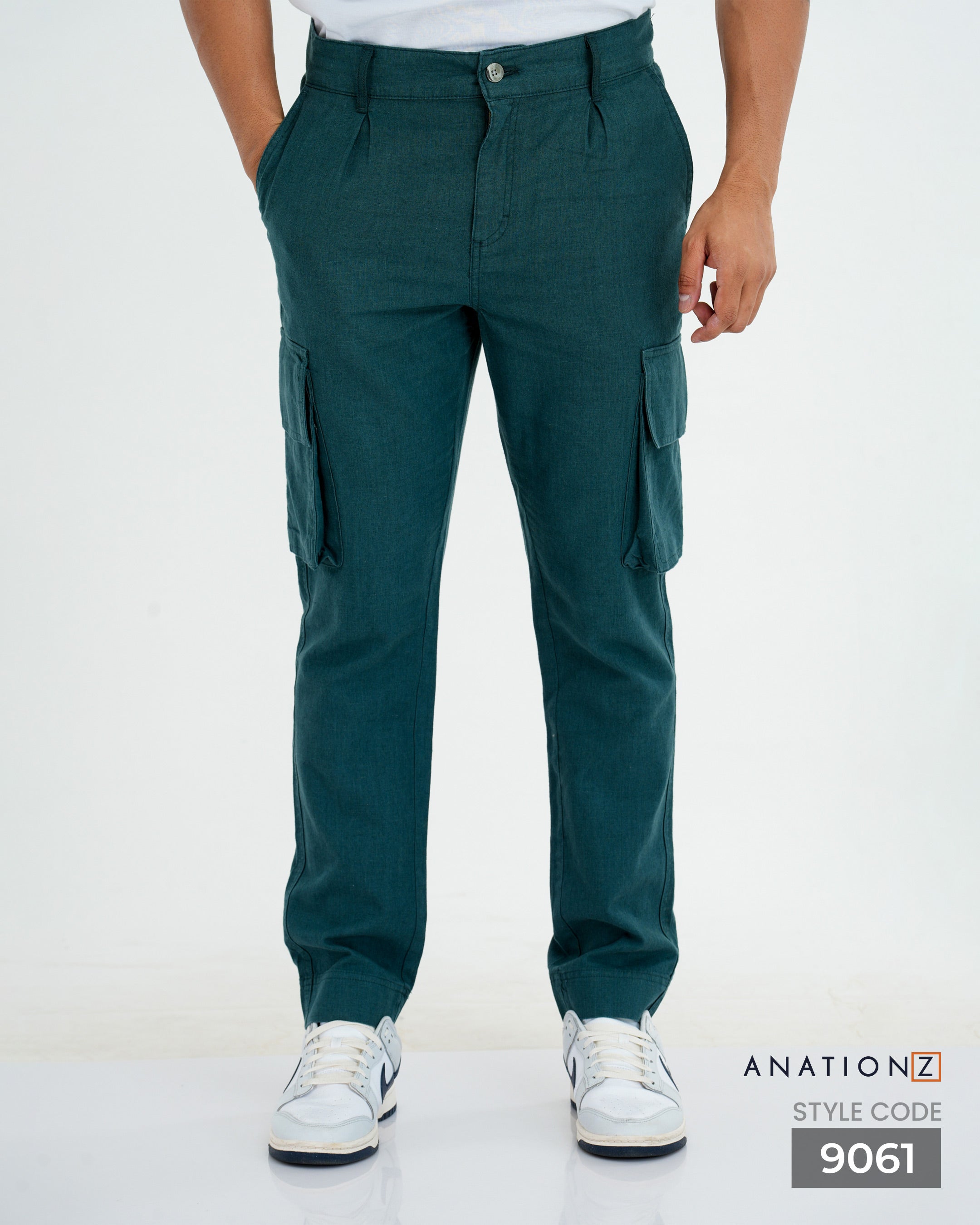 AnationZ Heritage Linen Cargo Pant - Teal Current Sri Lanka