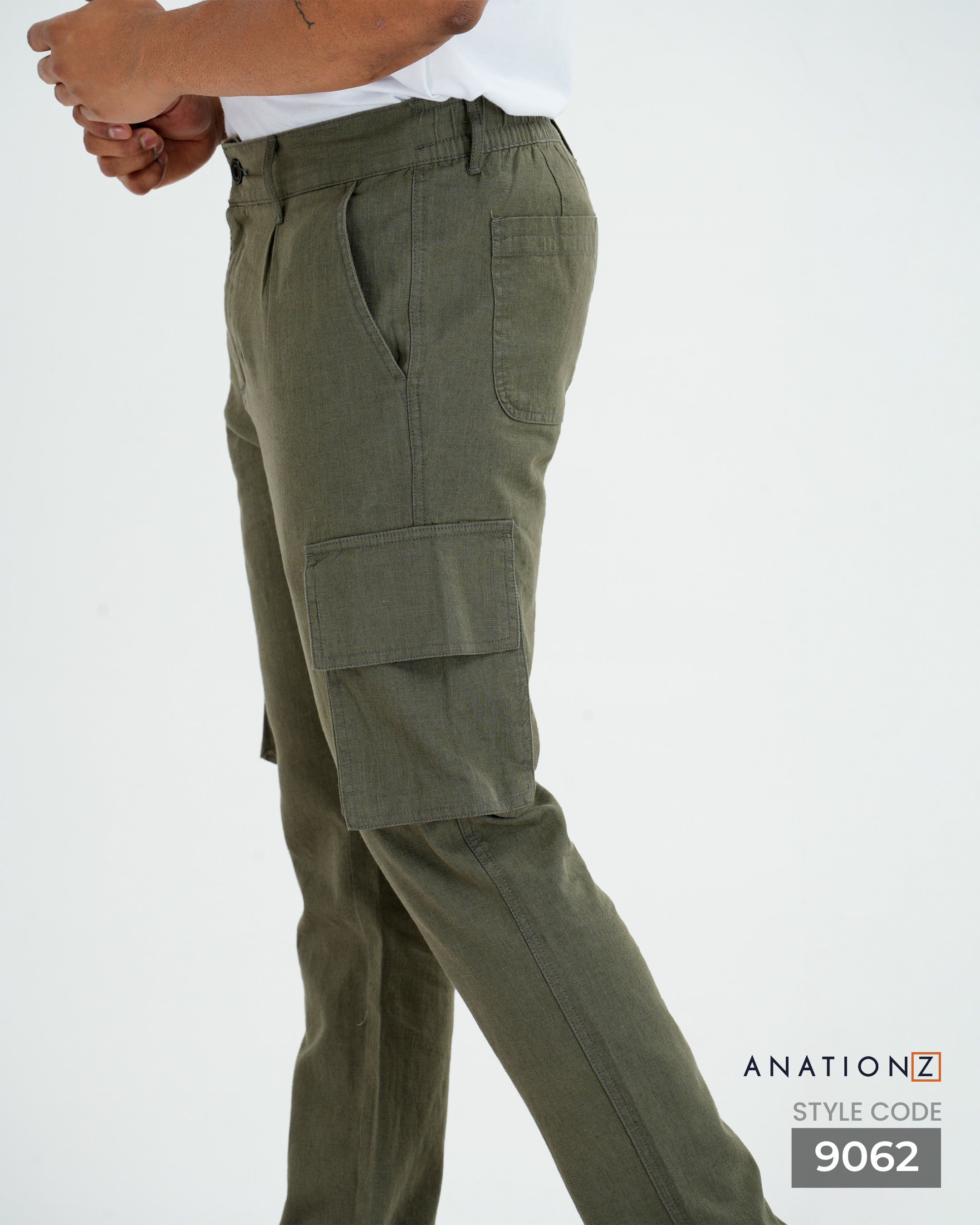 AnationZ Heritage Linen Cargo Pant - Olive Ground Sri Lanka