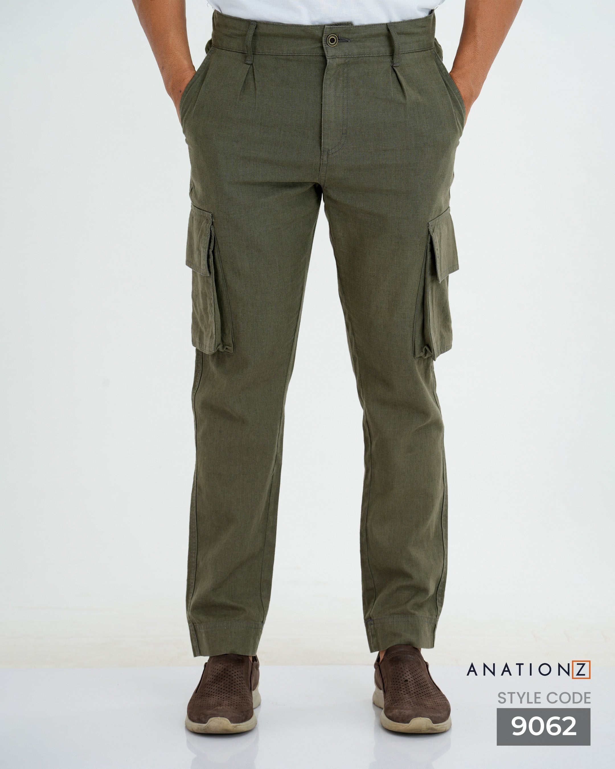 AnationZ Heritage Linen Cargo Pant - Olive Ground Sri Lanka