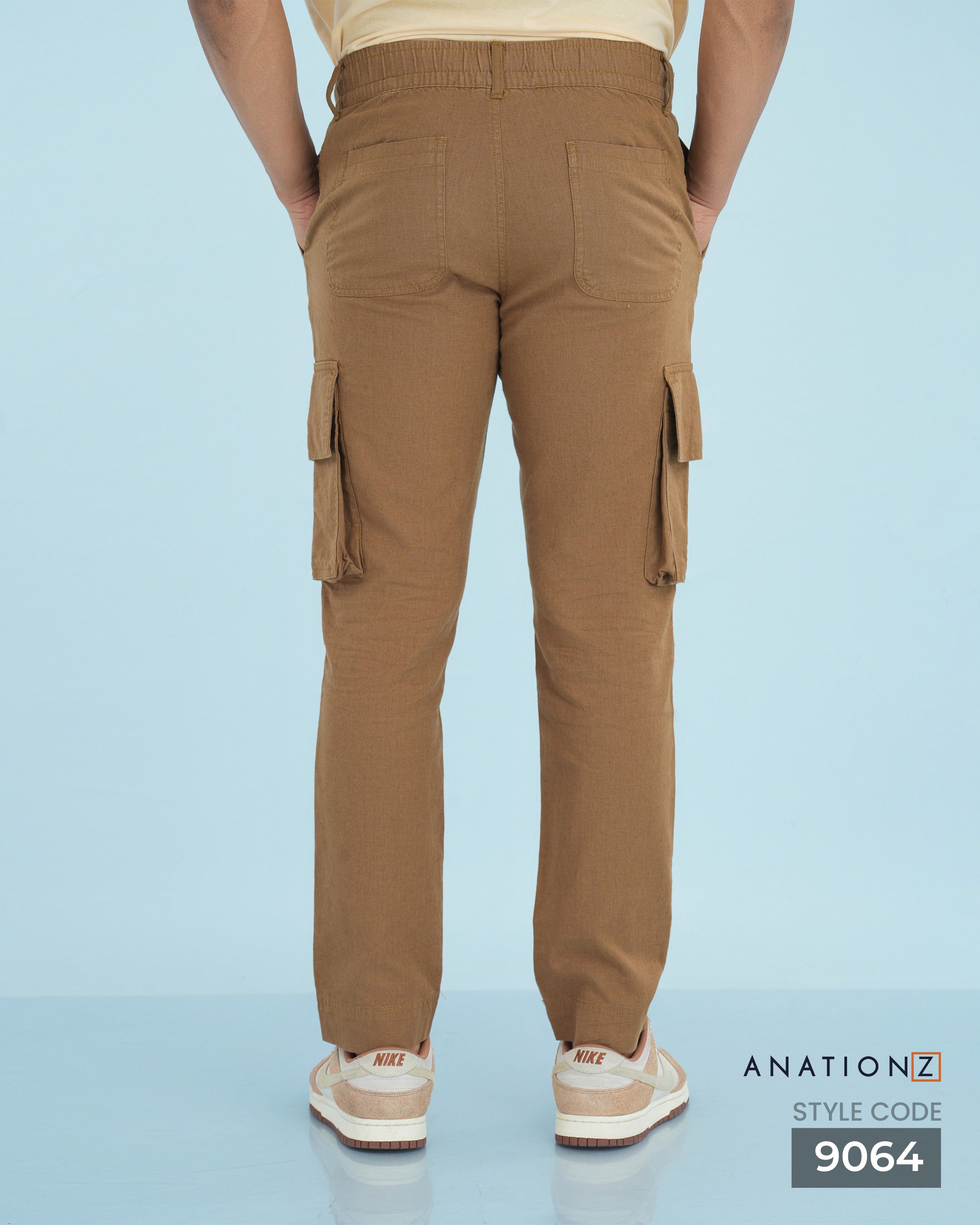 AnationZ Heritage Linen Cargo Pant - Dark Caramel Sri Lanka