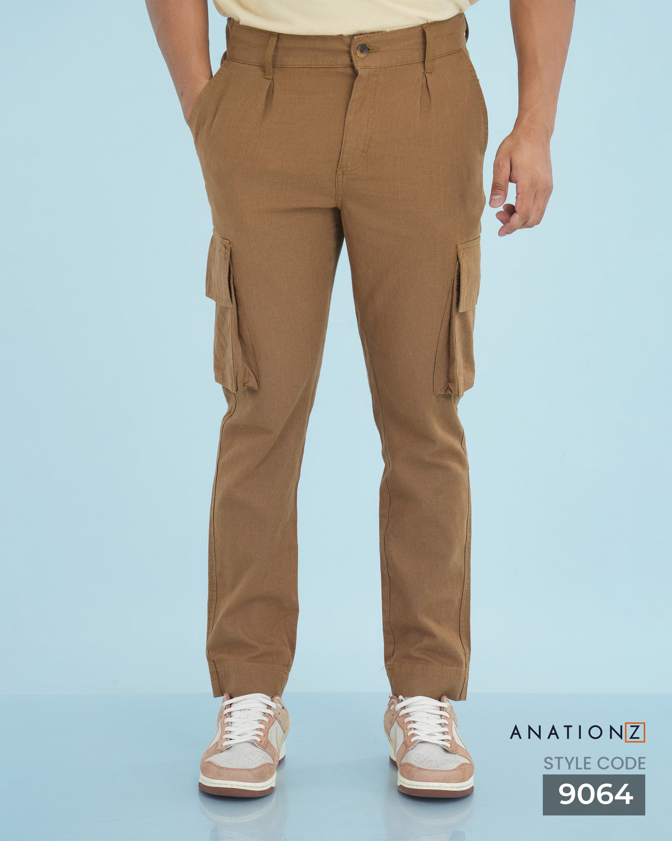 AnationZ Heritage Linen Cargo Pant - Dark Caramel Sri Lanka