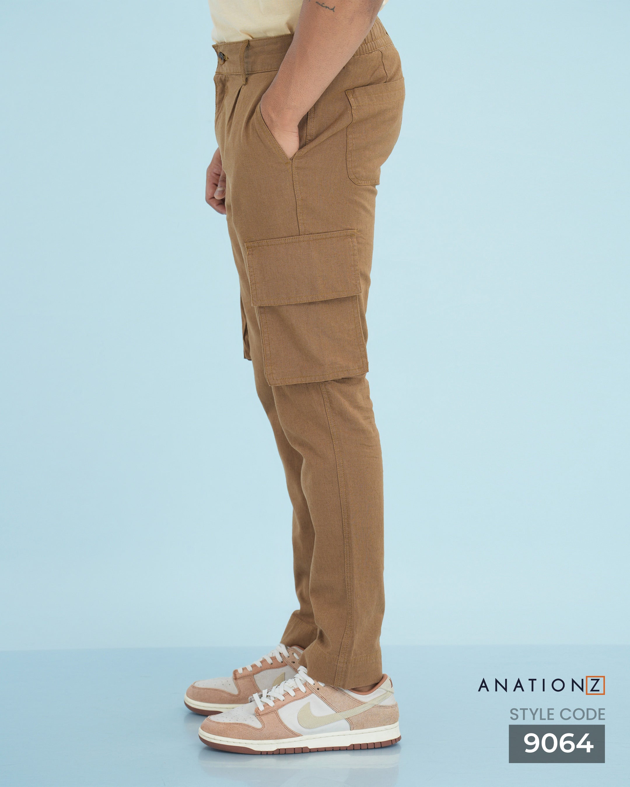 AnationZ Heritage Linen Cargo Pant - Dark Caramel Sri Lanka