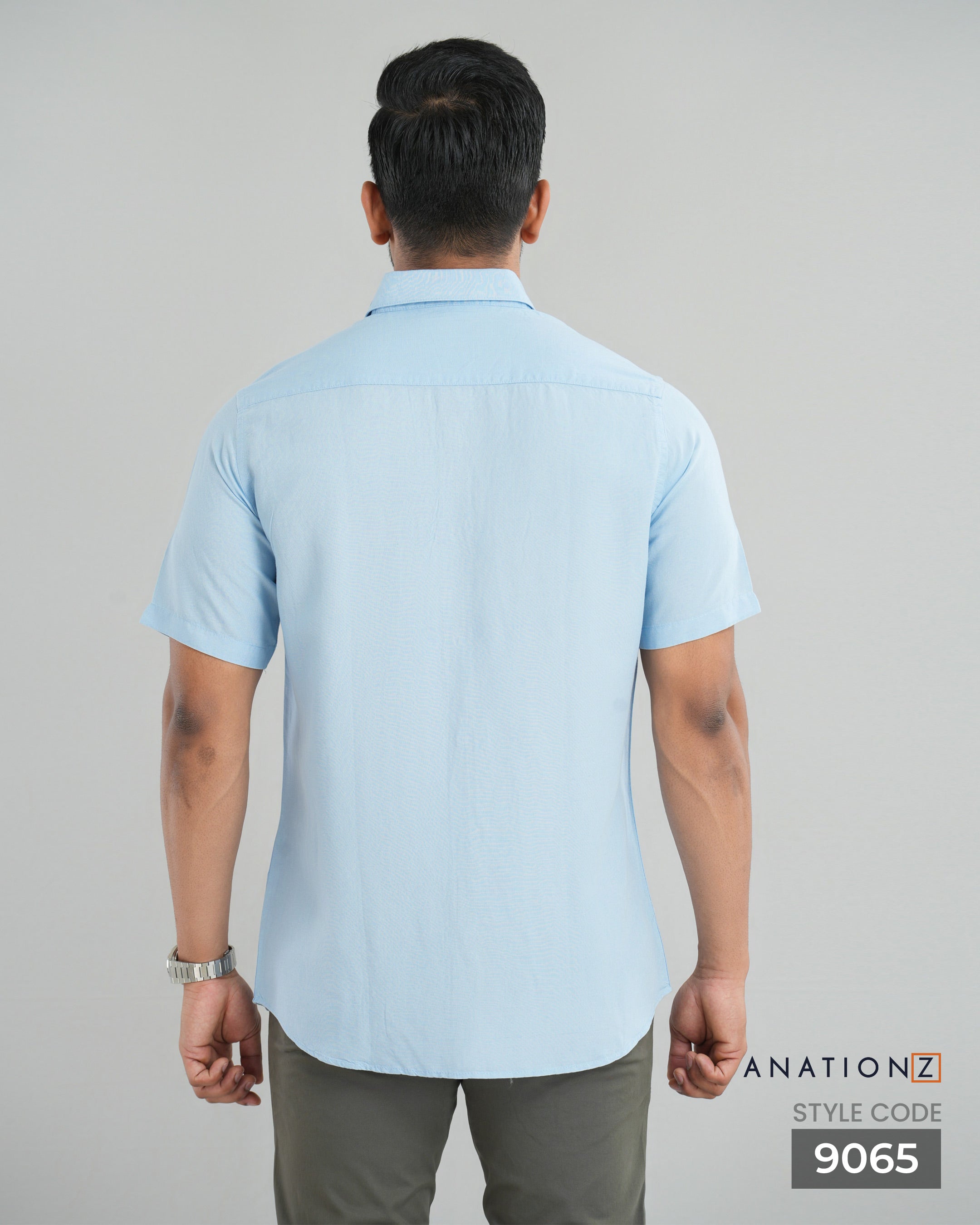 Viscose Linen Short Sleeve Shirt - Sky Blue