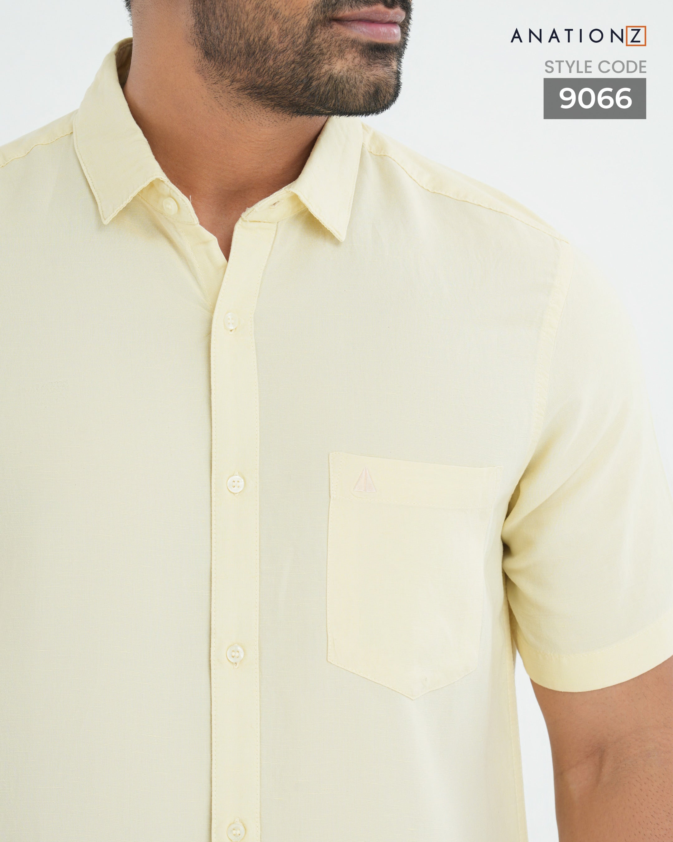 Viscose Linen Short Sleeve Shirt - Beige