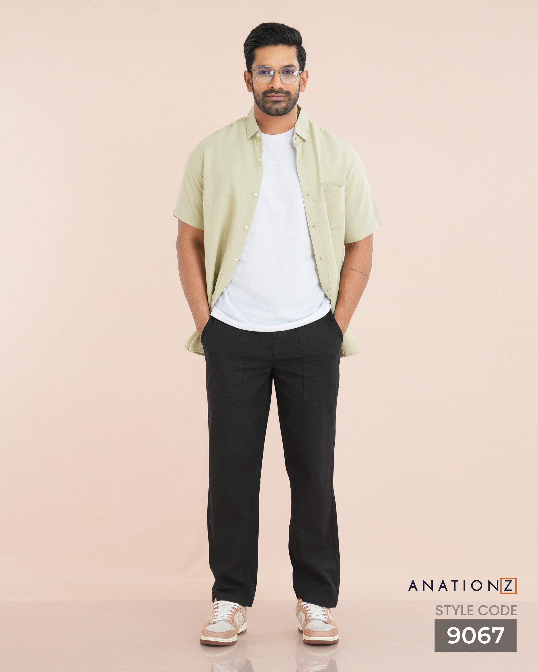 Viscose Linen Short Sleeve Shirt - Sage