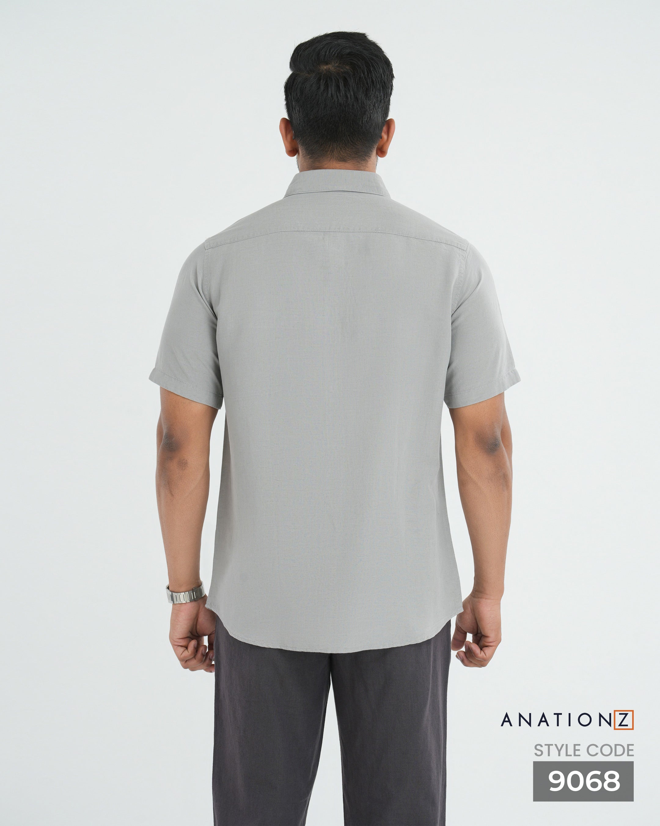 Viscose Linen Short Sleeve Shirt - Grey
