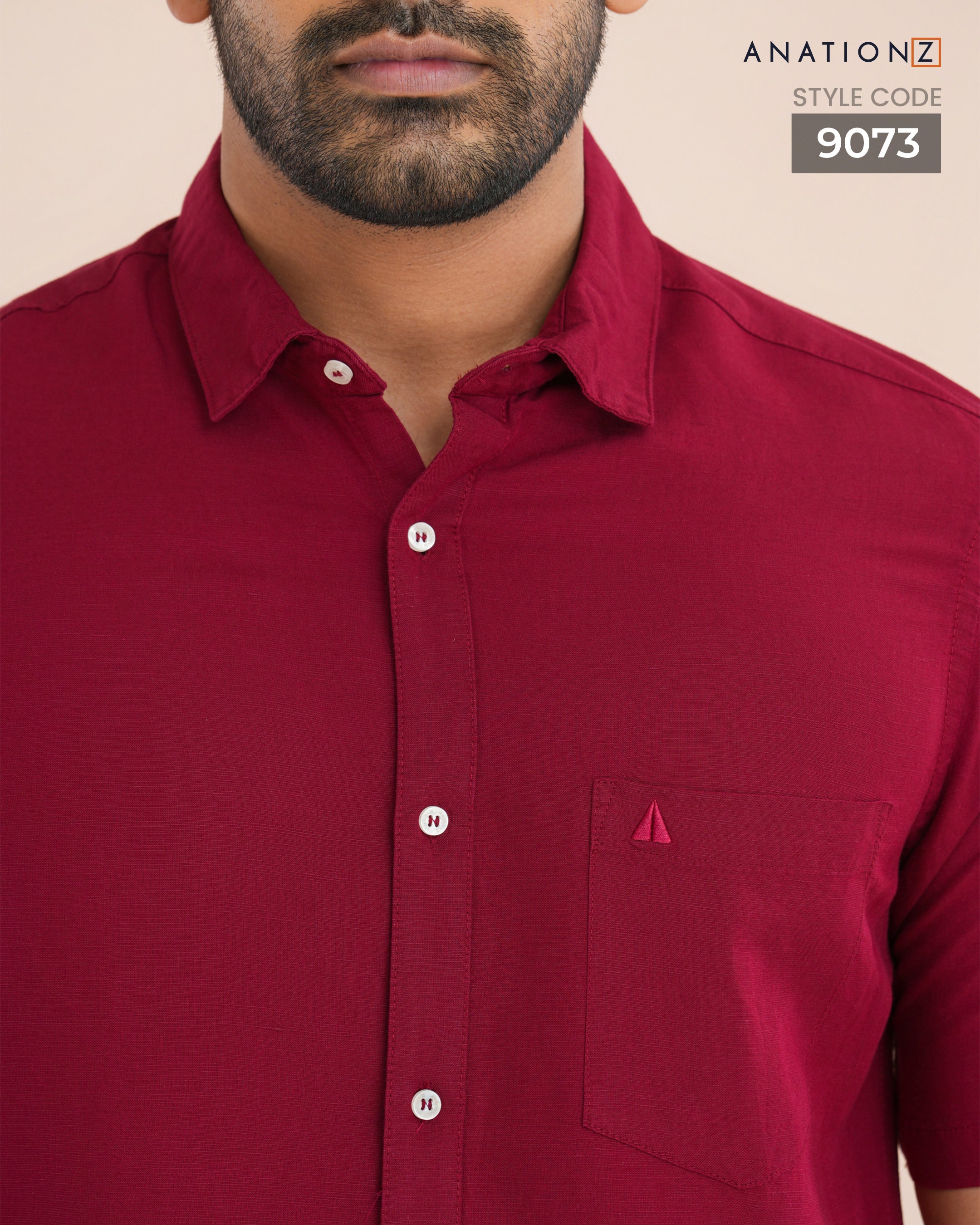 AnationZ Fluid Linen Short Sleeve Shirt - Terracotta Flame Sri Lanka