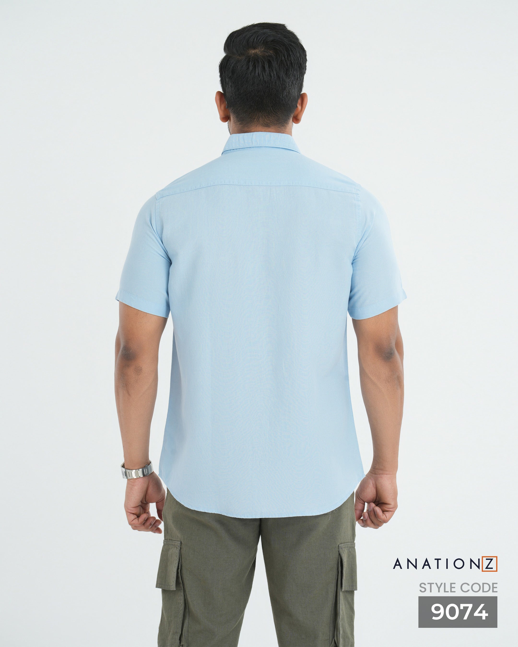 AnationZ Fluid Linen Short Sleeve Shirt - Open Sky Sri Lanka