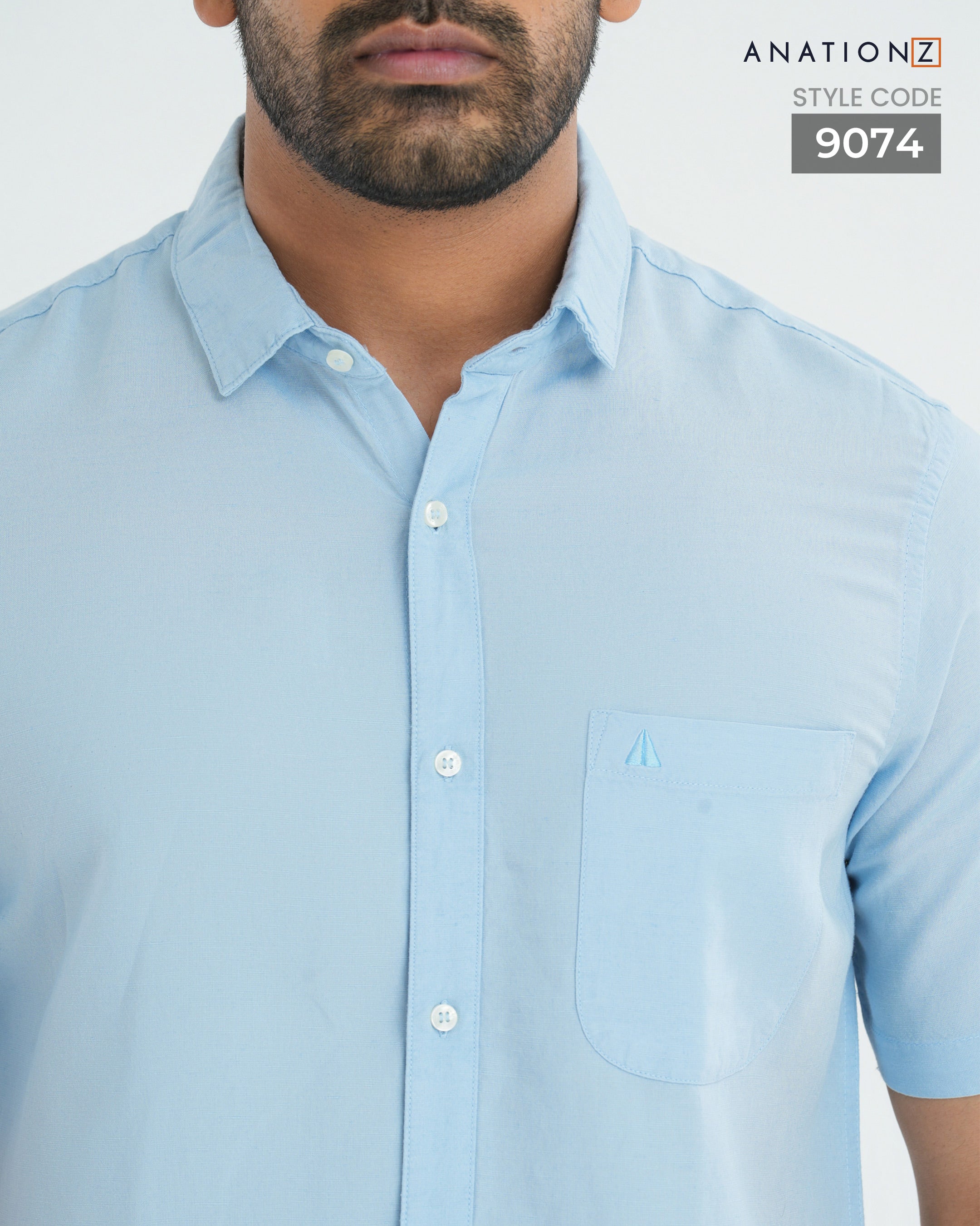 AnationZ Fluid Linen Short Sleeve Shirt - Open Sky Sri Lanka