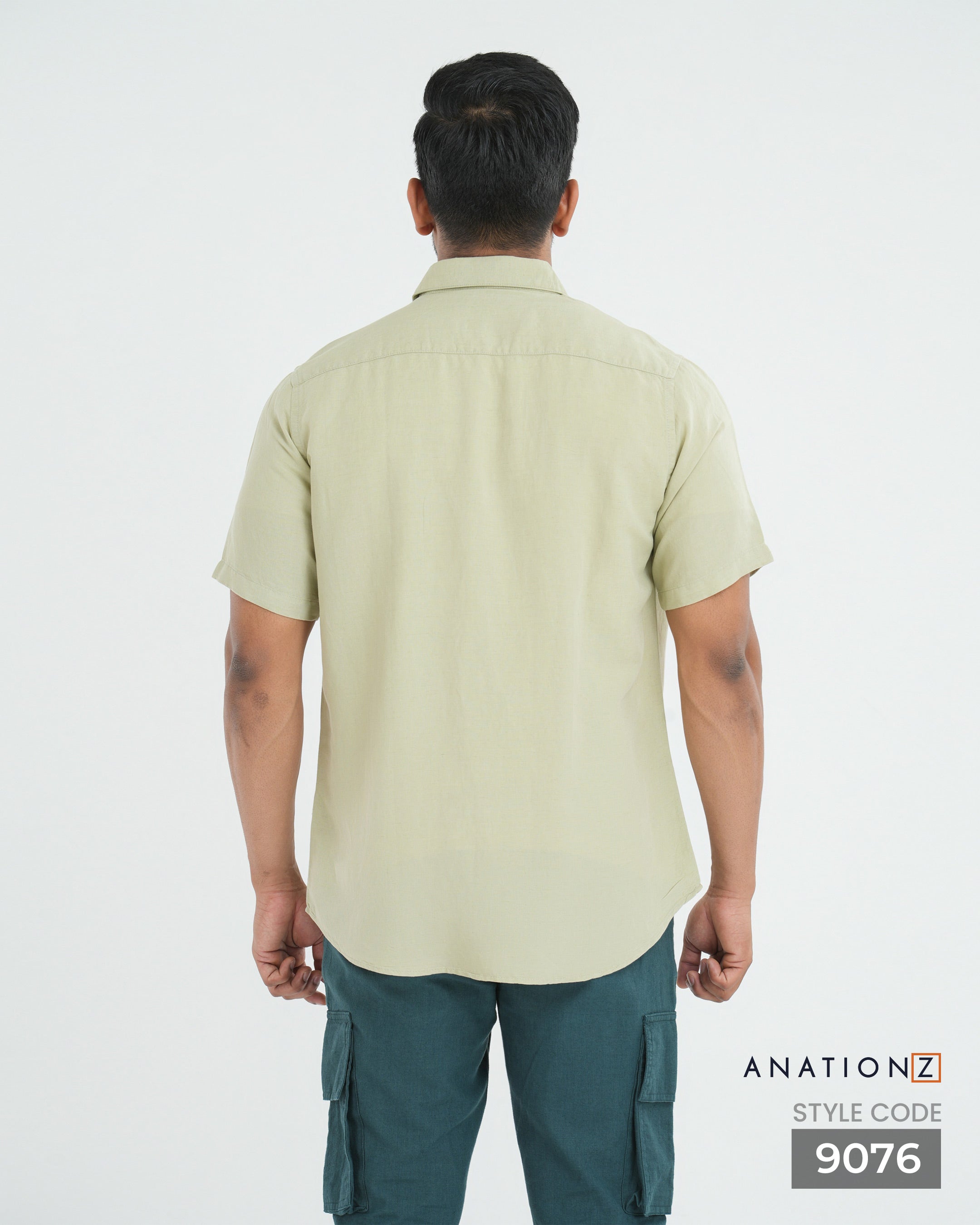 AnationZ Fluid Linen Short Sleeve Shirt - Sage Breeze Sri Lanka
