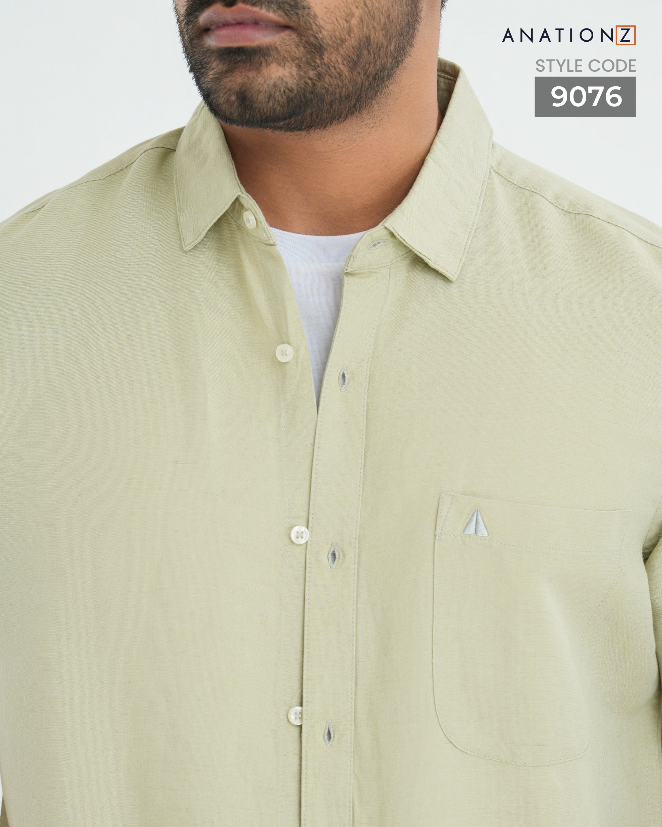 AnationZ Fluid Linen Short Sleeve Shirt - Sage Breeze Sri Lanka